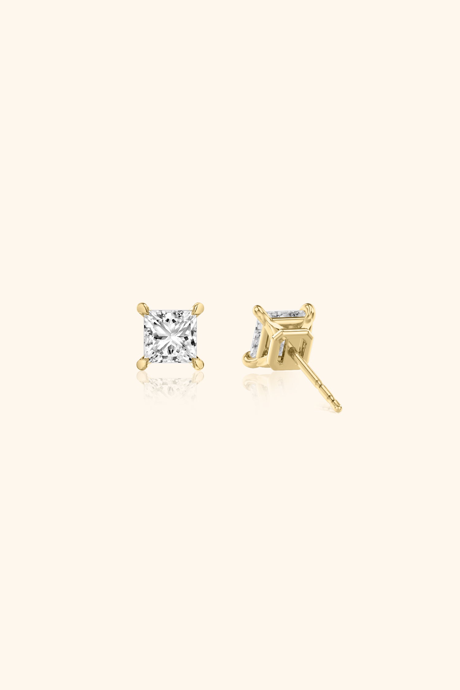 Classic Diamond Studs set with Princess Solitaire
