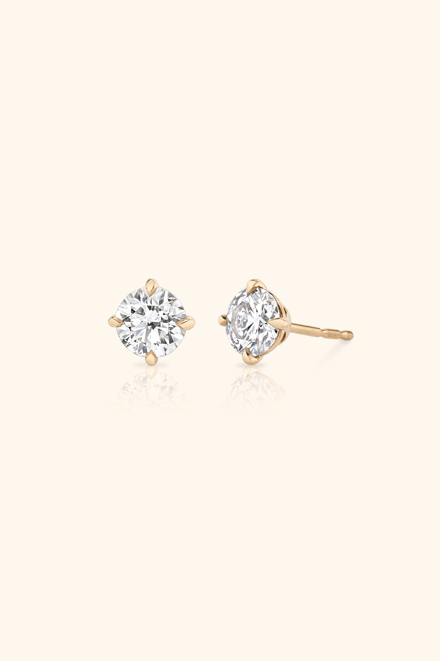 Classic Diamond Studs set with a 2 Carat  Round Solitaire