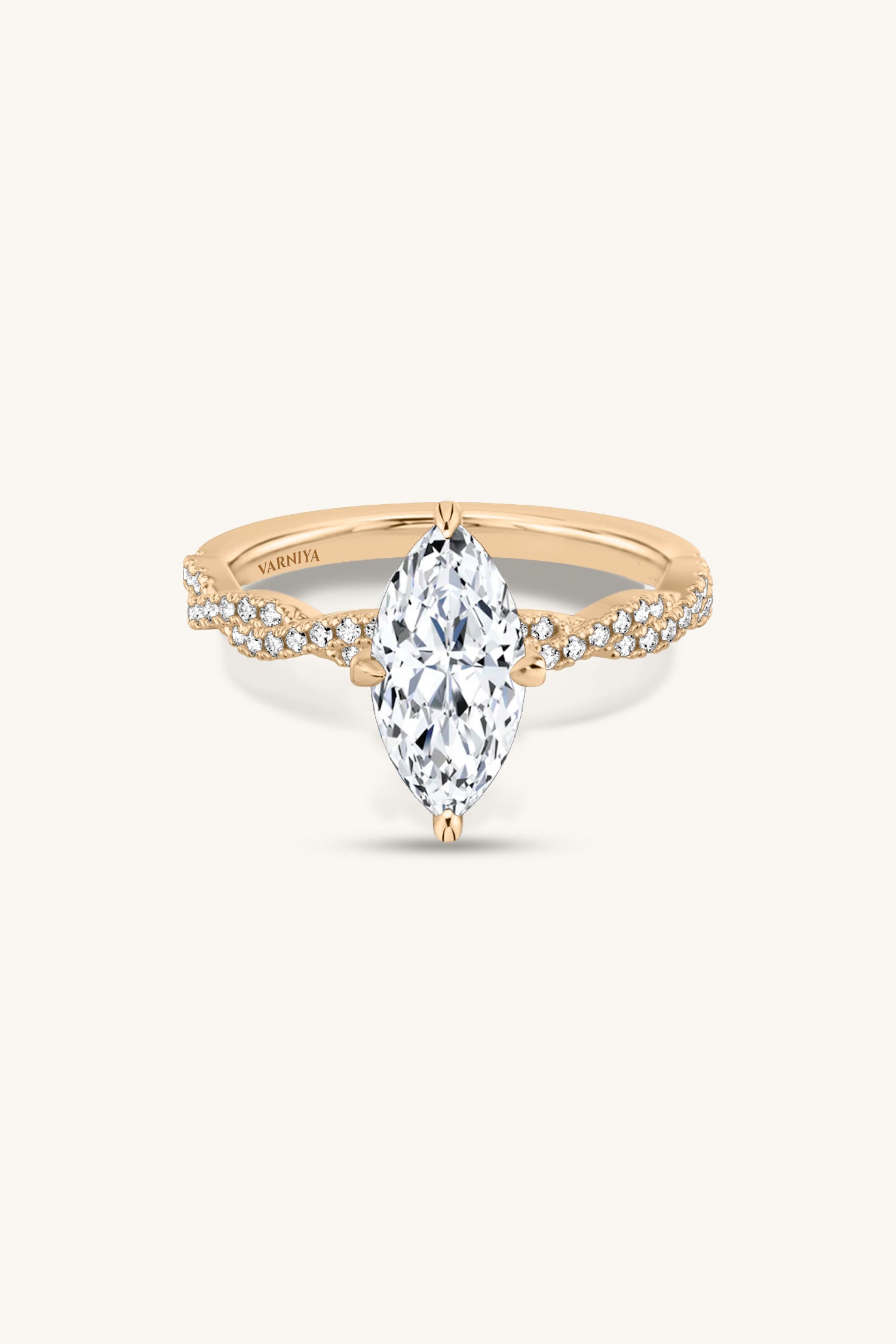 Helena Marquise Solitaire Double Pavé Ring