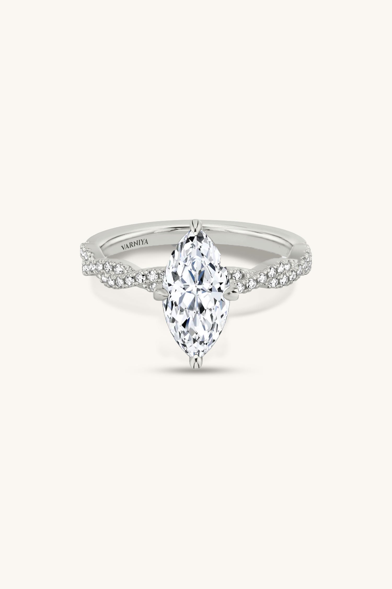 Helena Marquise Solitaire Double Pavé Ring