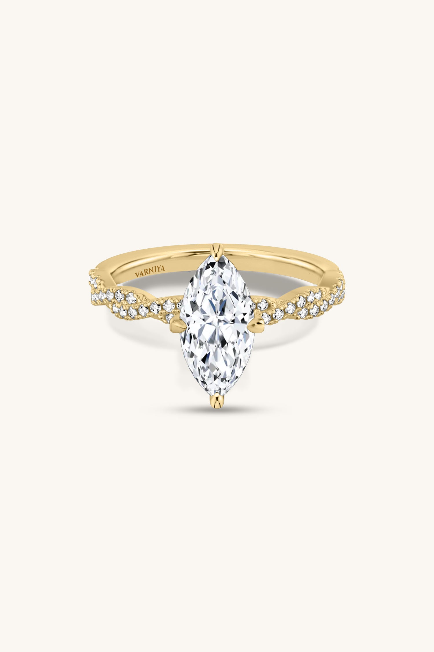 Helena Marquise Solitaire Double Pavé Ring