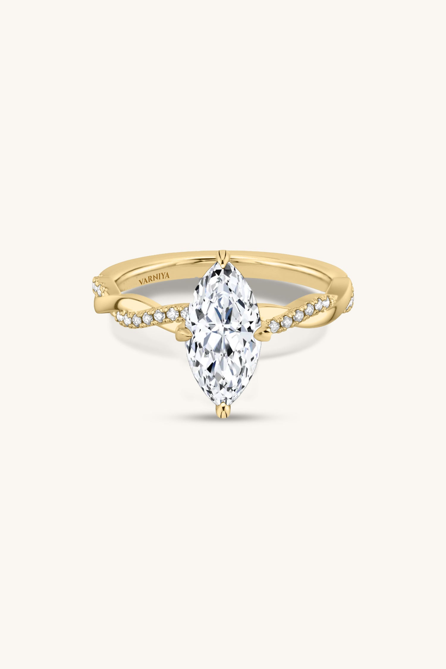 Helena Marquise Solitaire Pavé Ring
