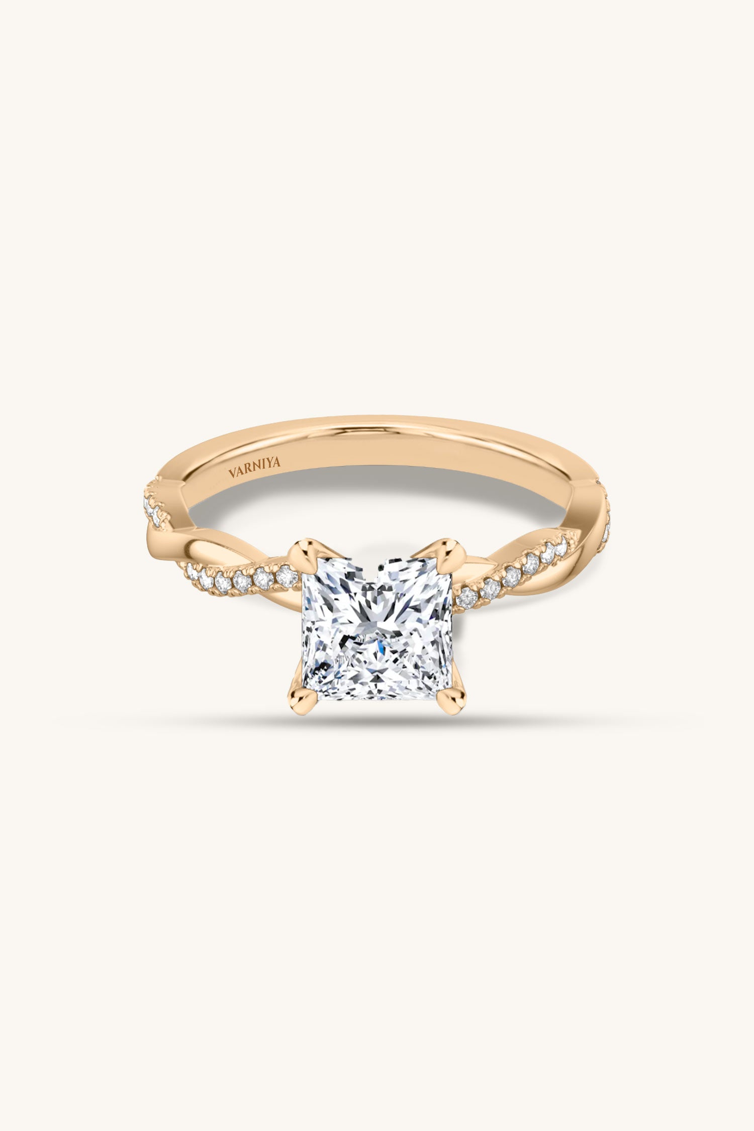 Helena Princess Solitaire Pavé Ring