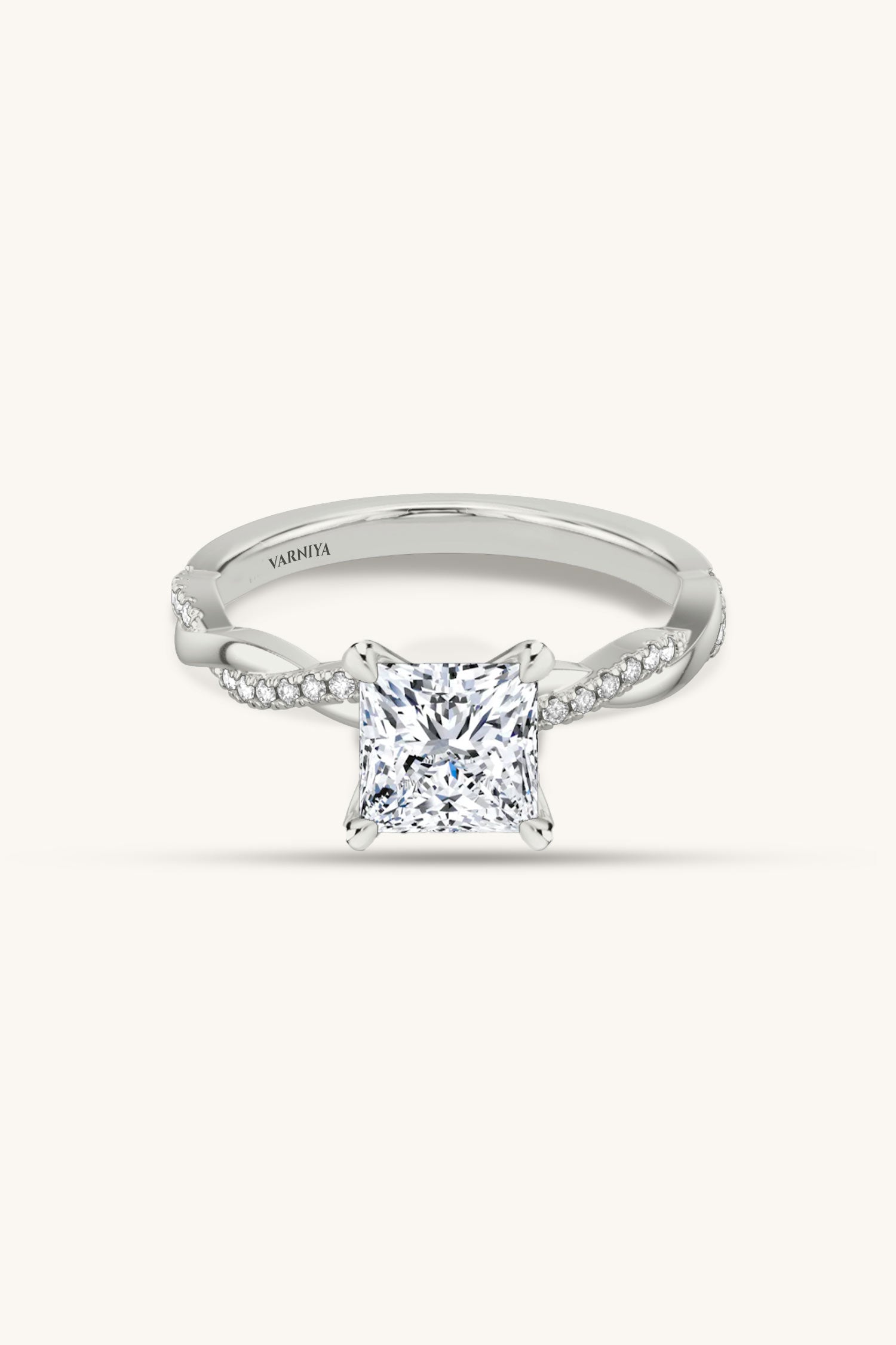 Helena Princess Solitaire Pavé Ring