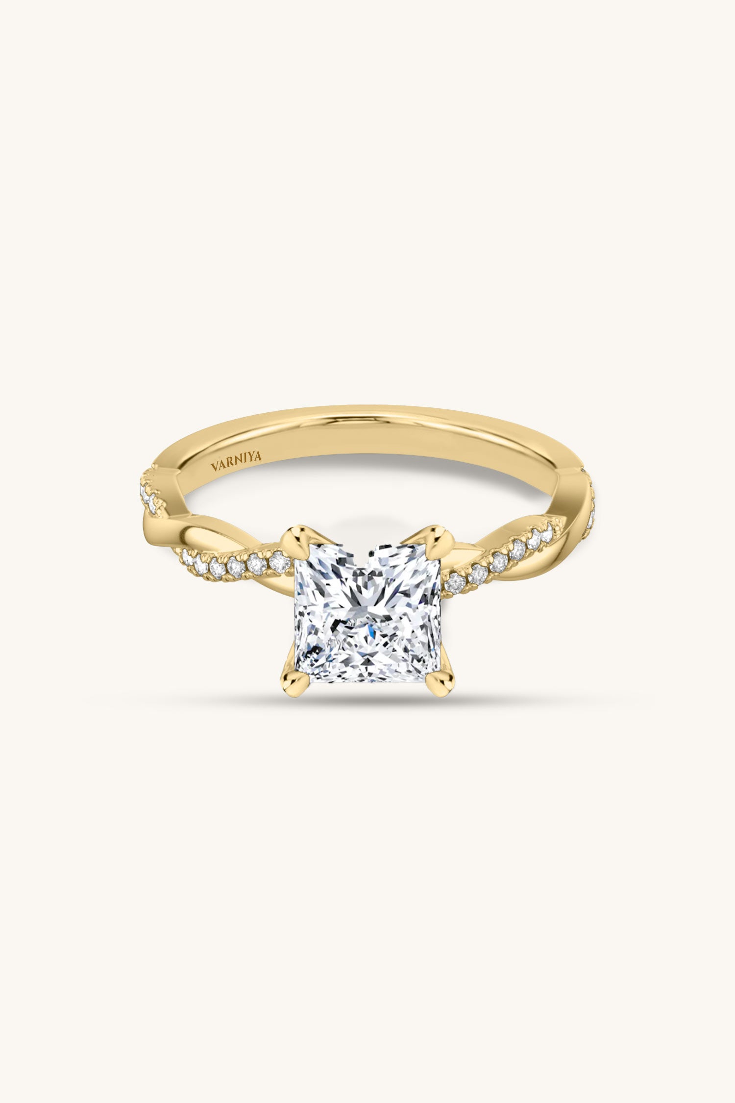 Helena Princess Solitaire Pavé Ring