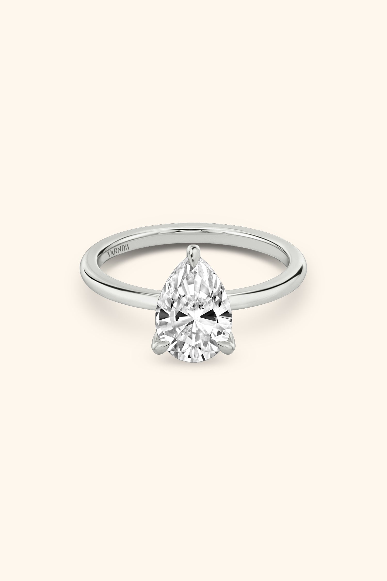 4 Prong Classic Grace Pear Solitaire Premium Ring