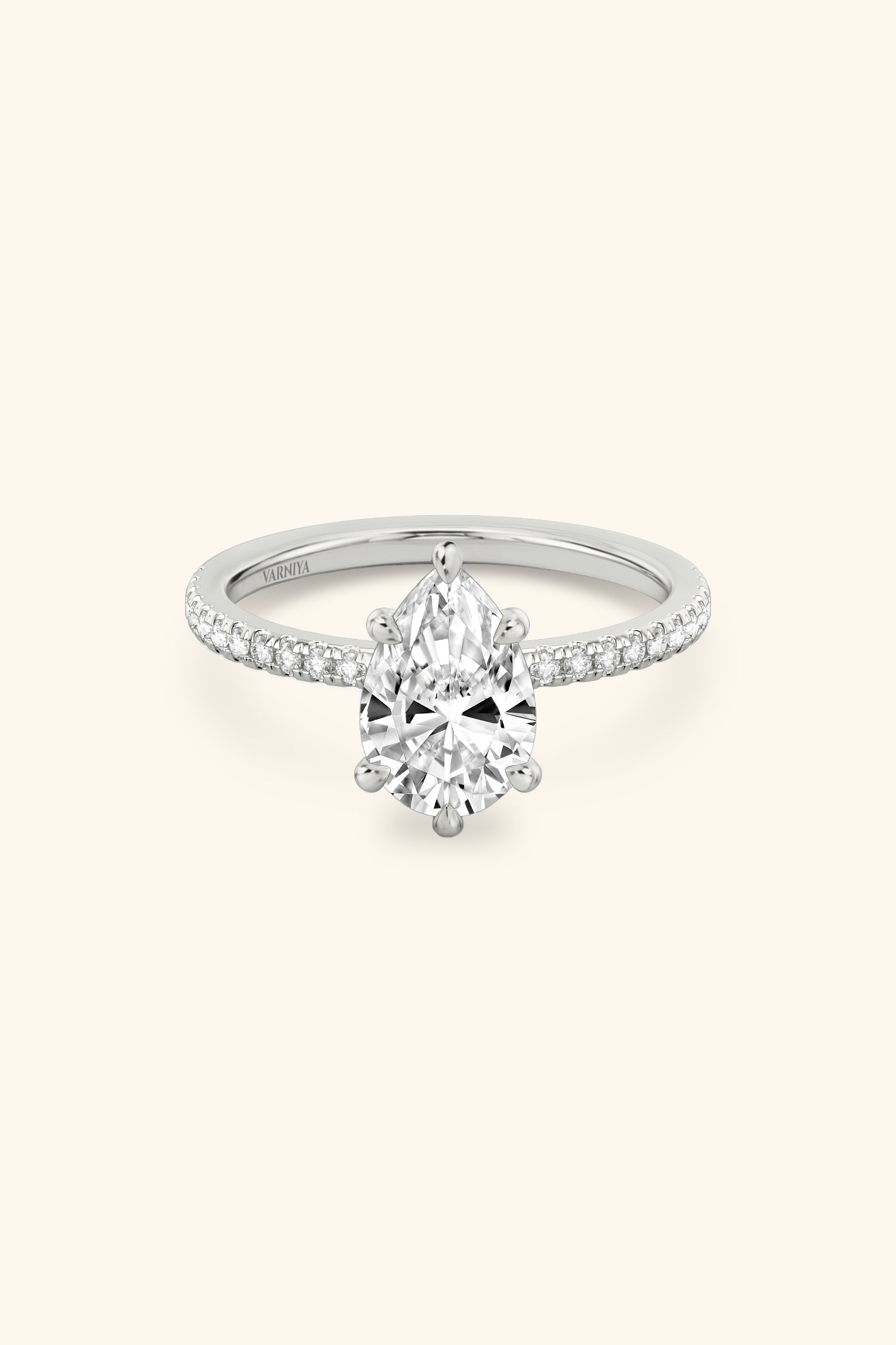 6 Prong Classic Pear Solitaire Pavé