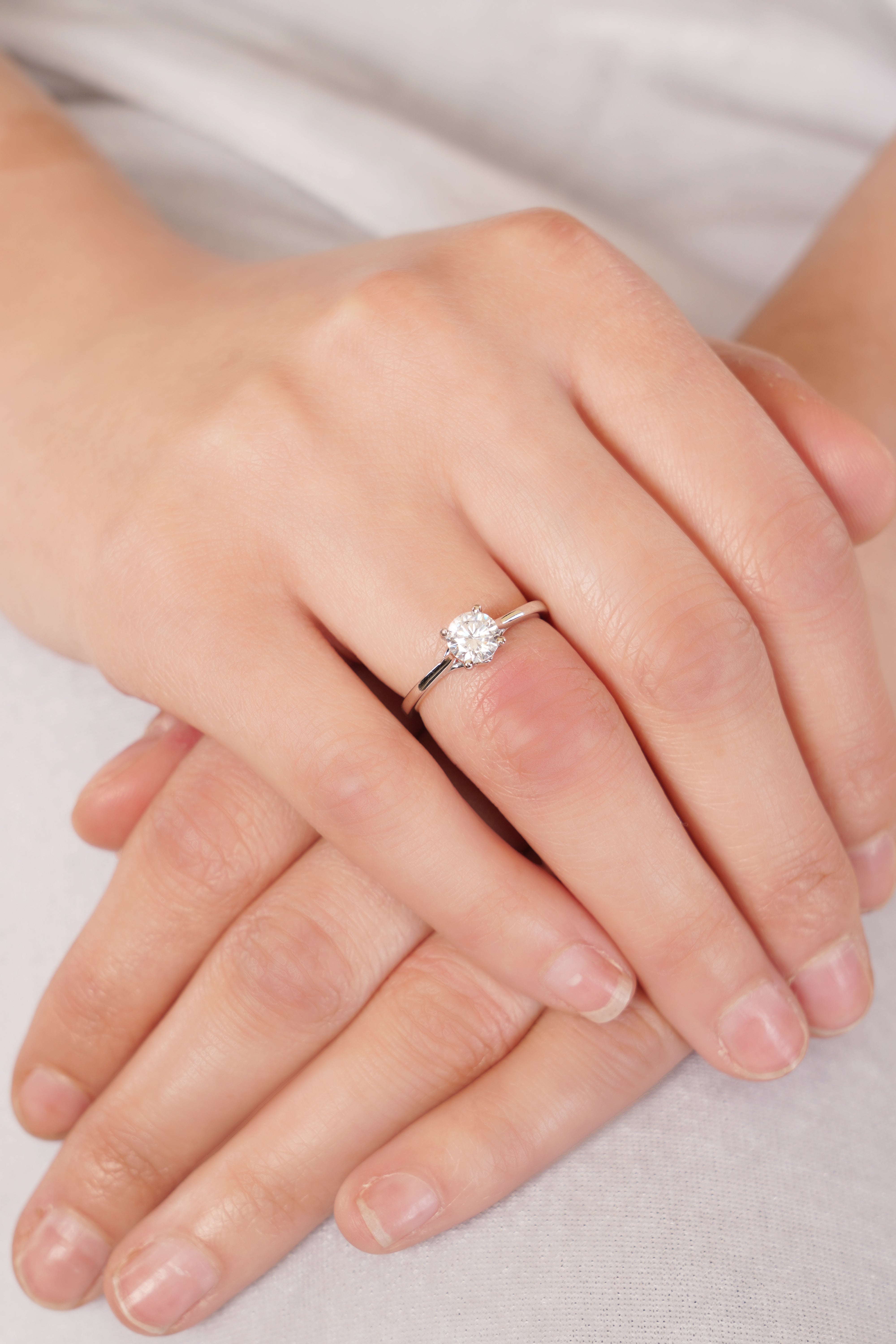 Classic 6 Prong Tulip Shank Round Solitaire Ring