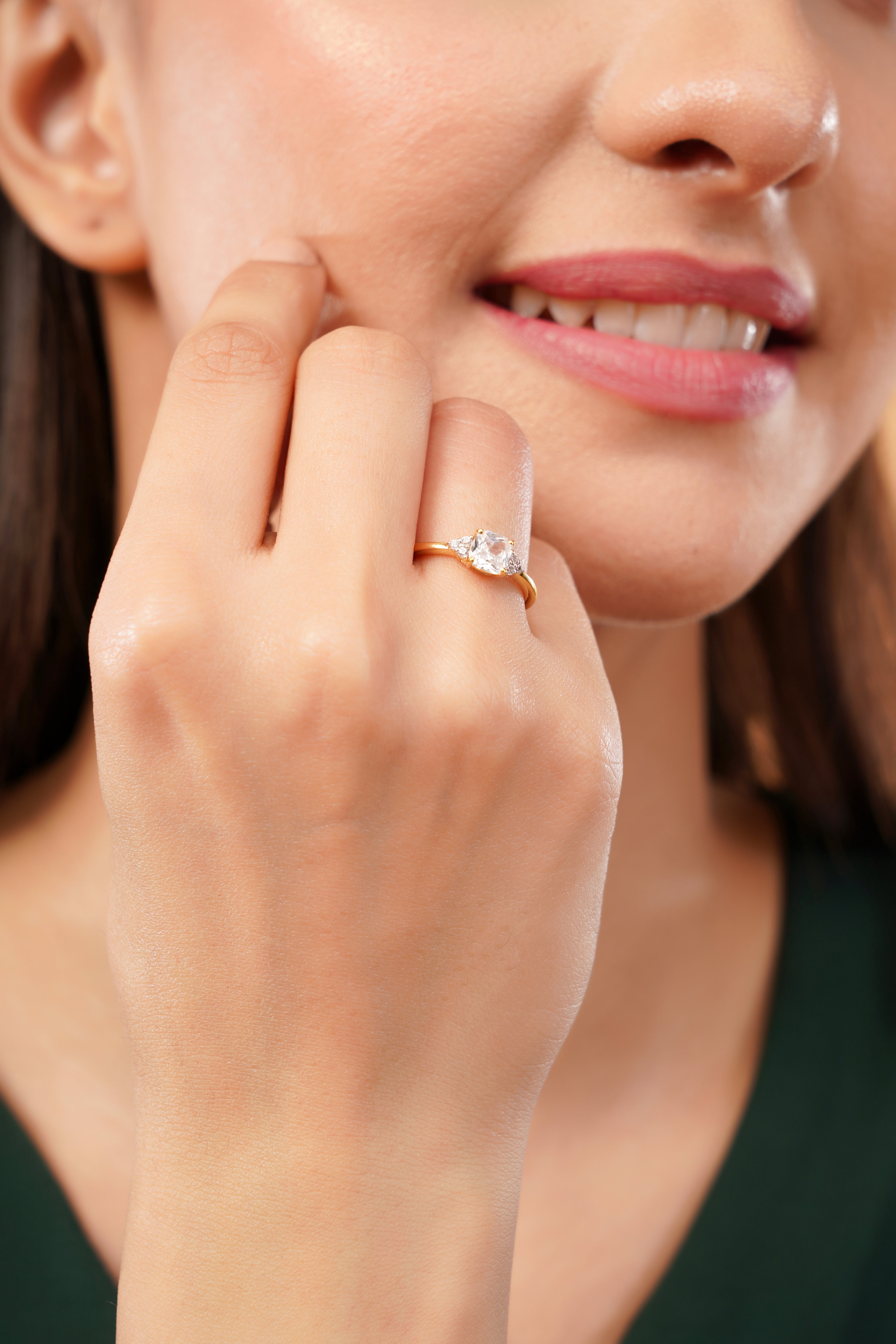 Celestial Cluster Cushion Engagement Ring