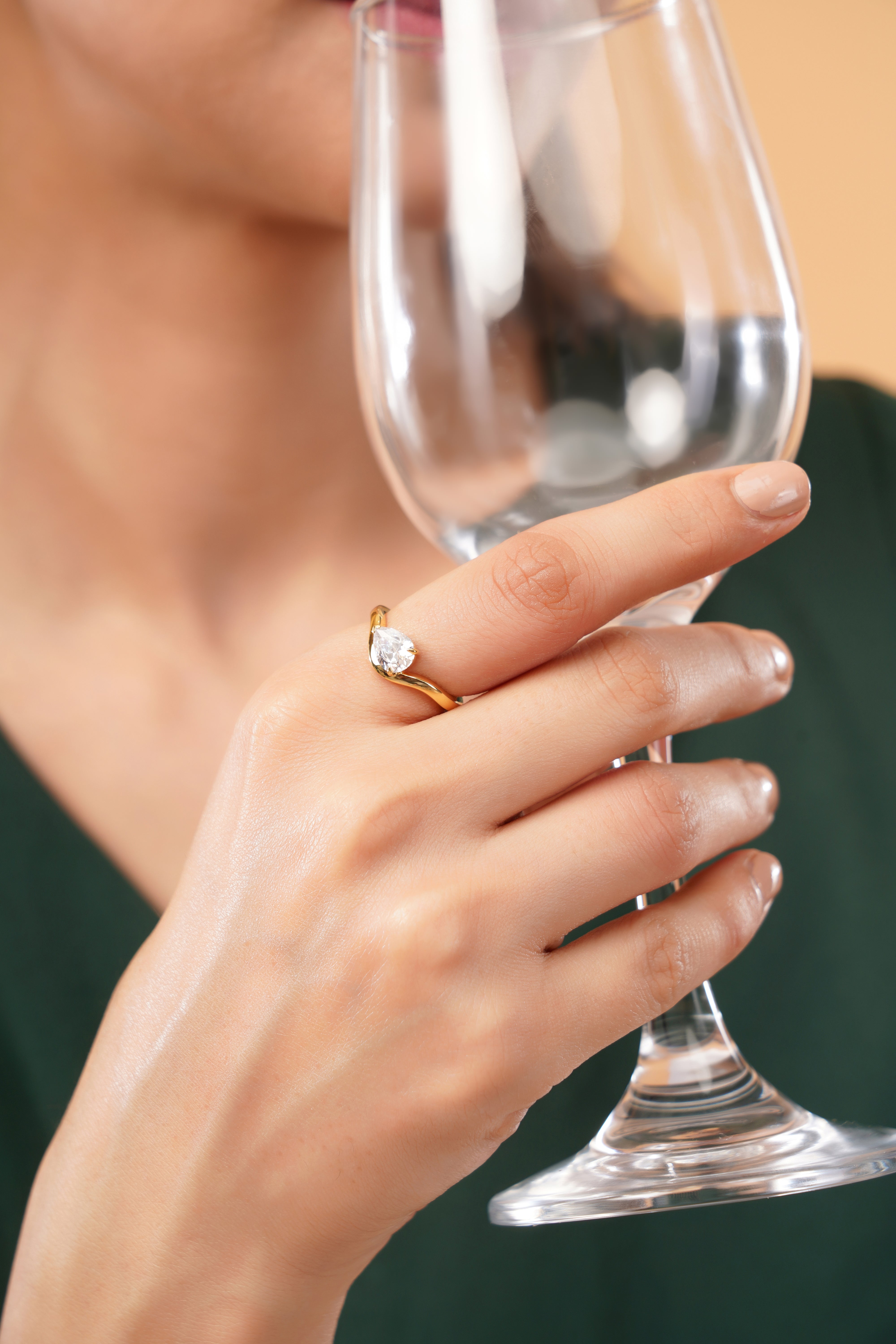 Sirena Pear Wave Engagement Ring