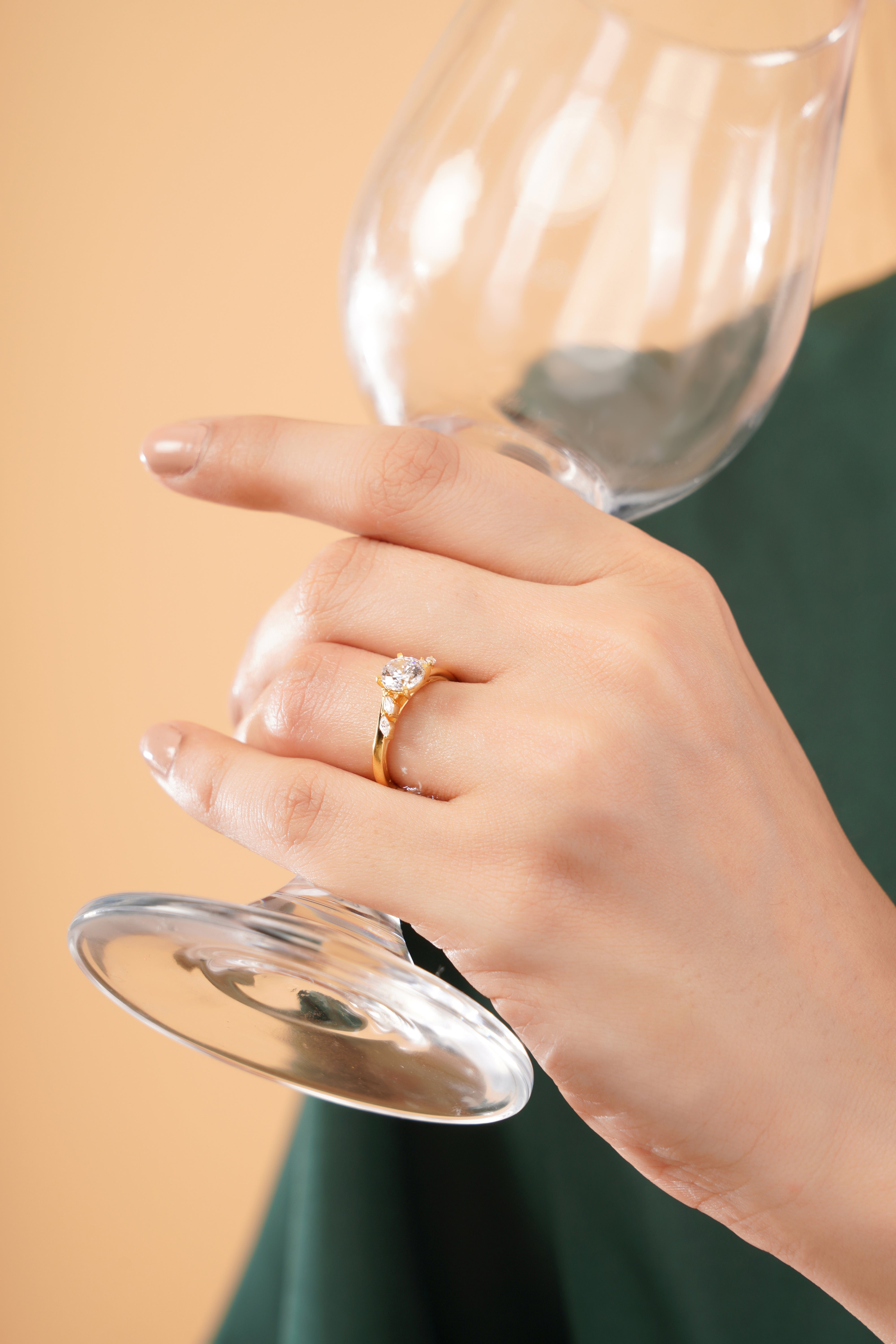 Valentina Wave Accent Engagement Ring