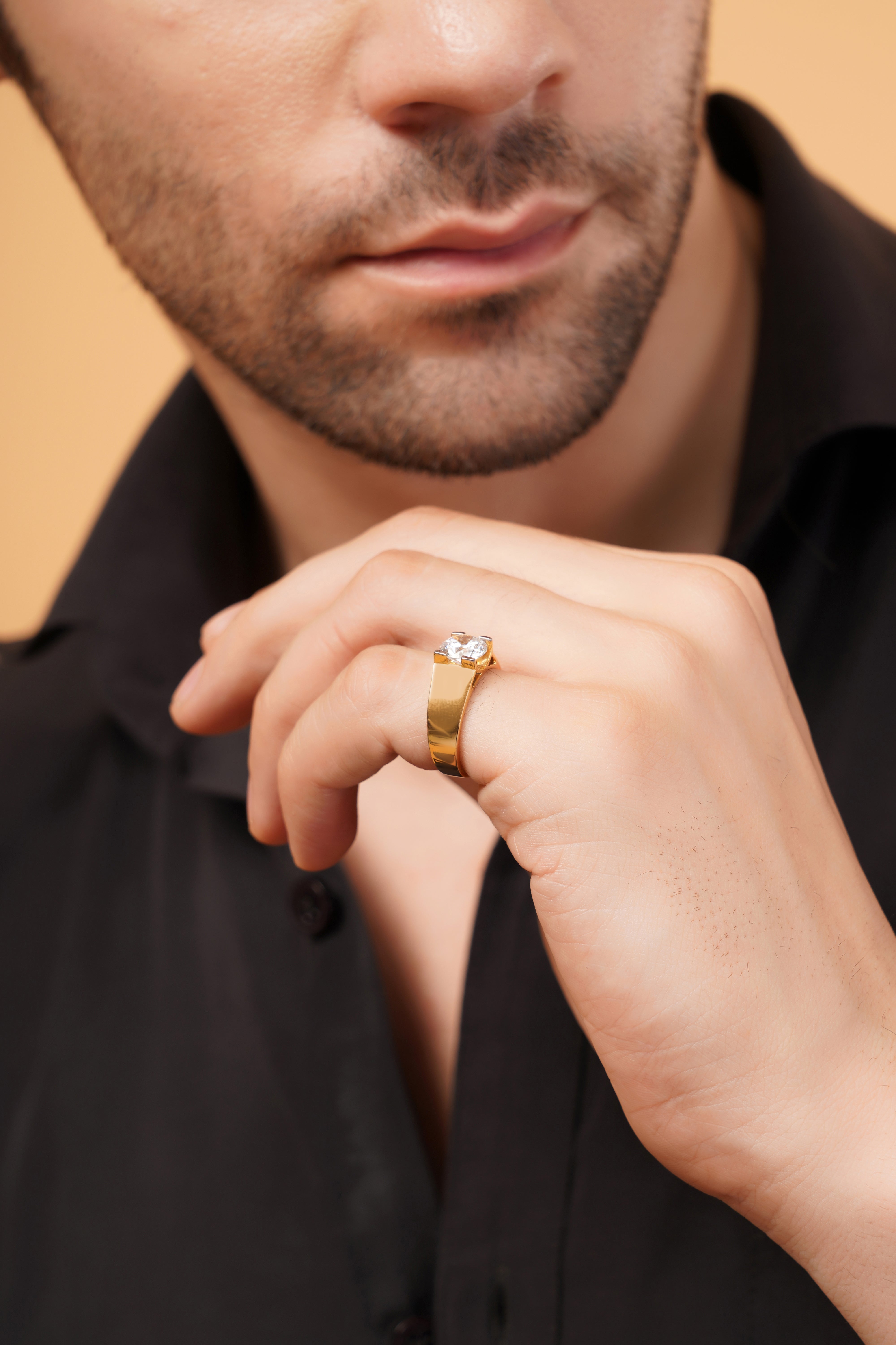 Valour Men's Band with a Round Solitaire