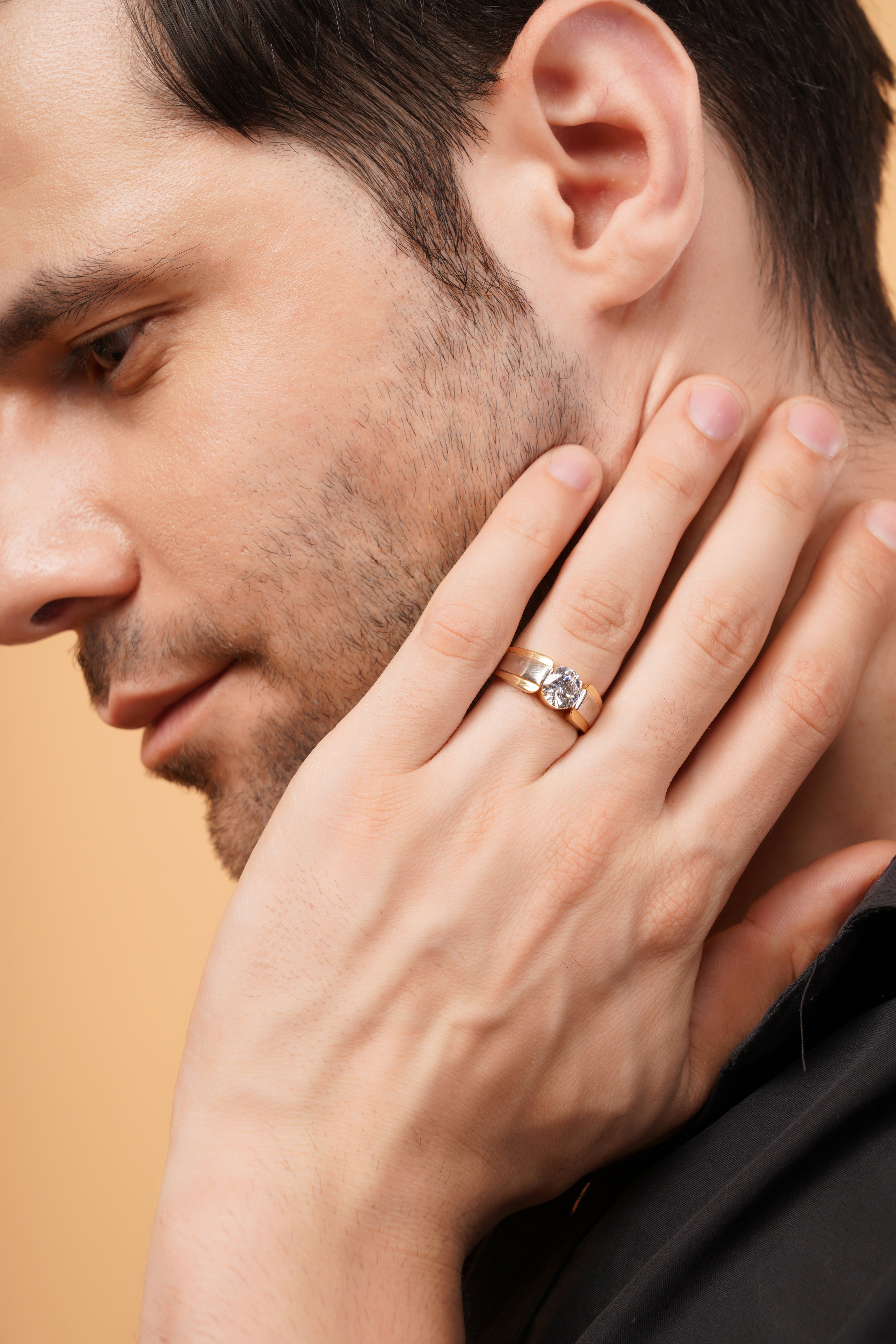 Echelon Men's Dual-tone Band with a Round Solitaire