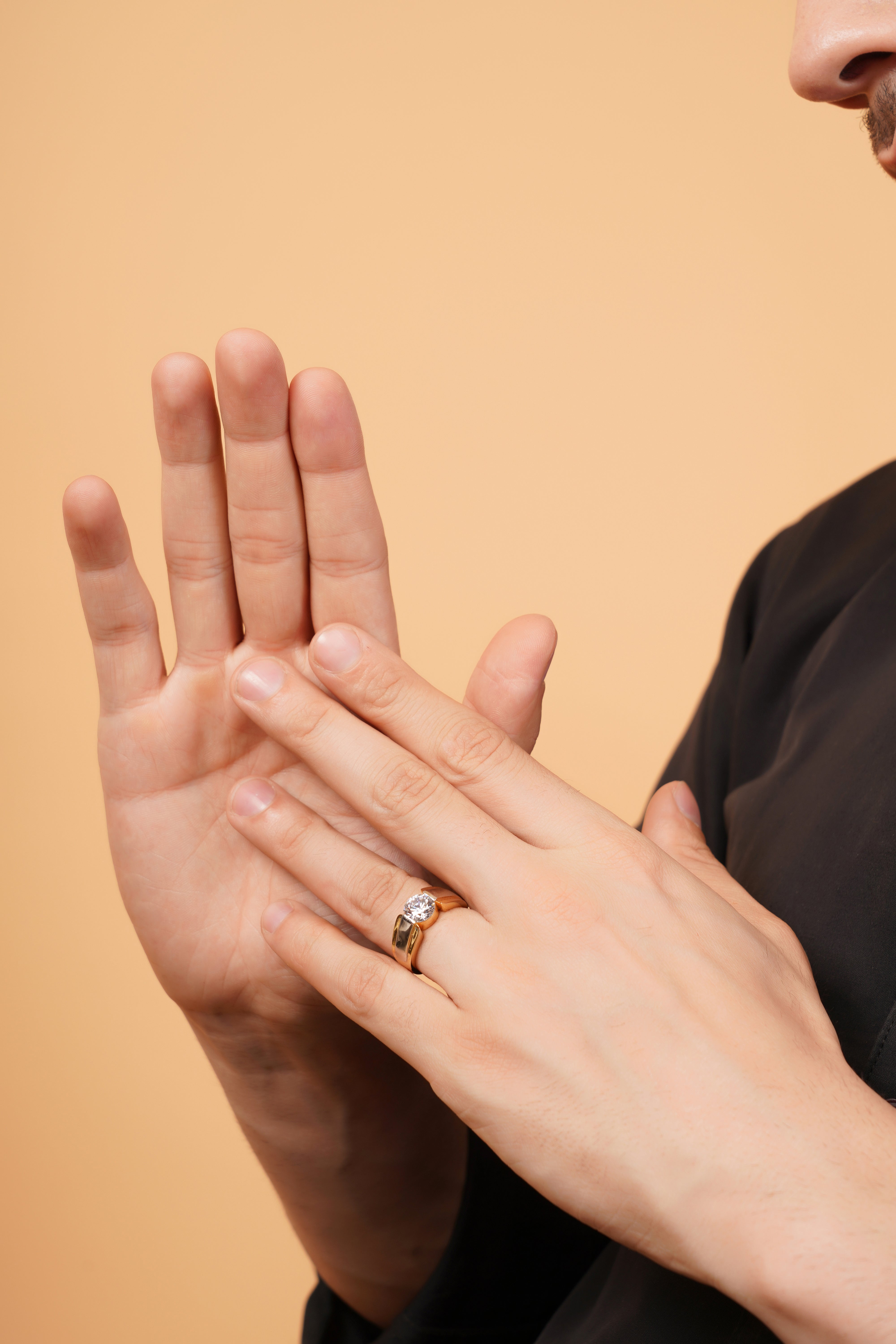 Echelon Men's Dual-tone Band with a Round Solitaire