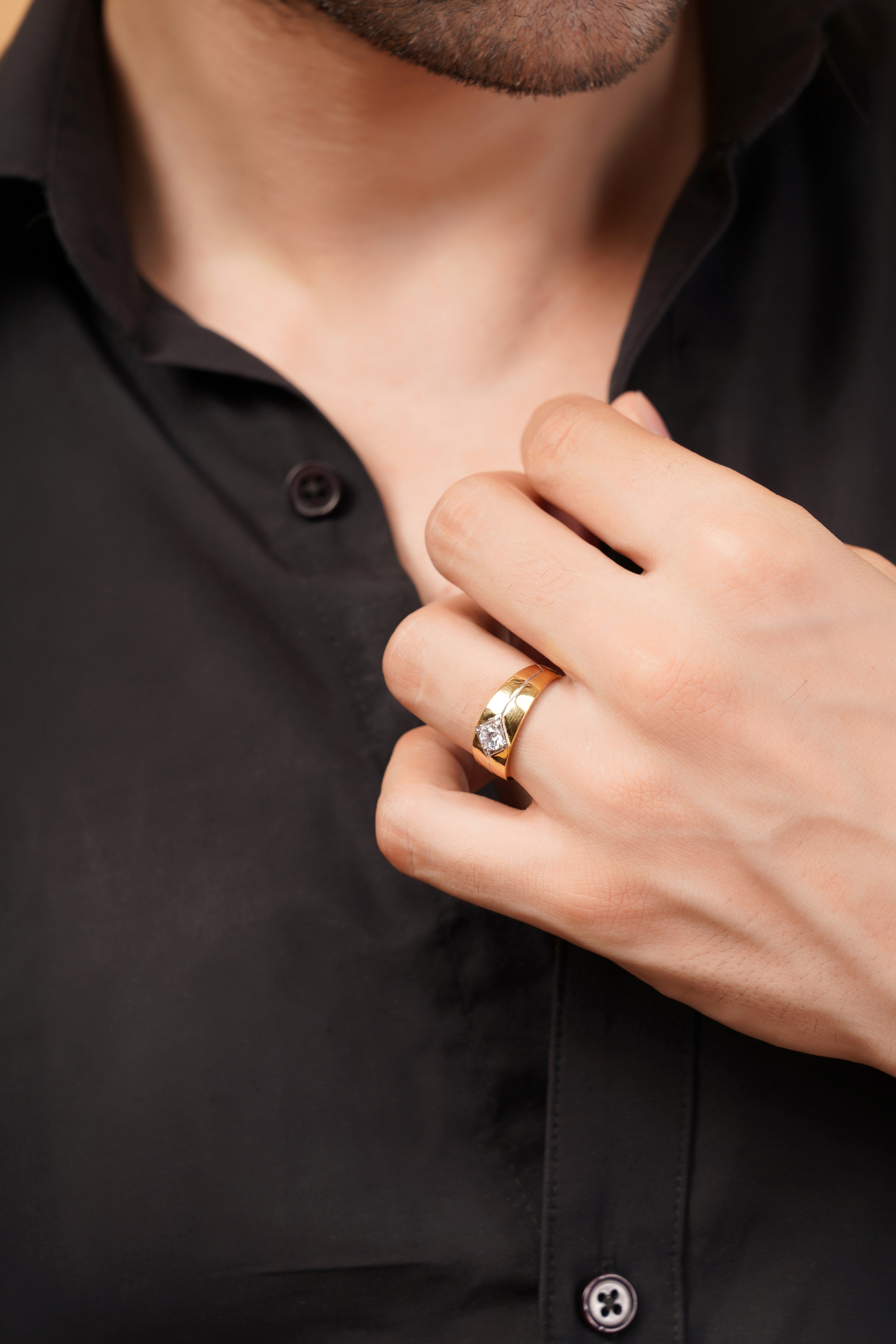 Icon Ring with a Round Brilliant Solitaire