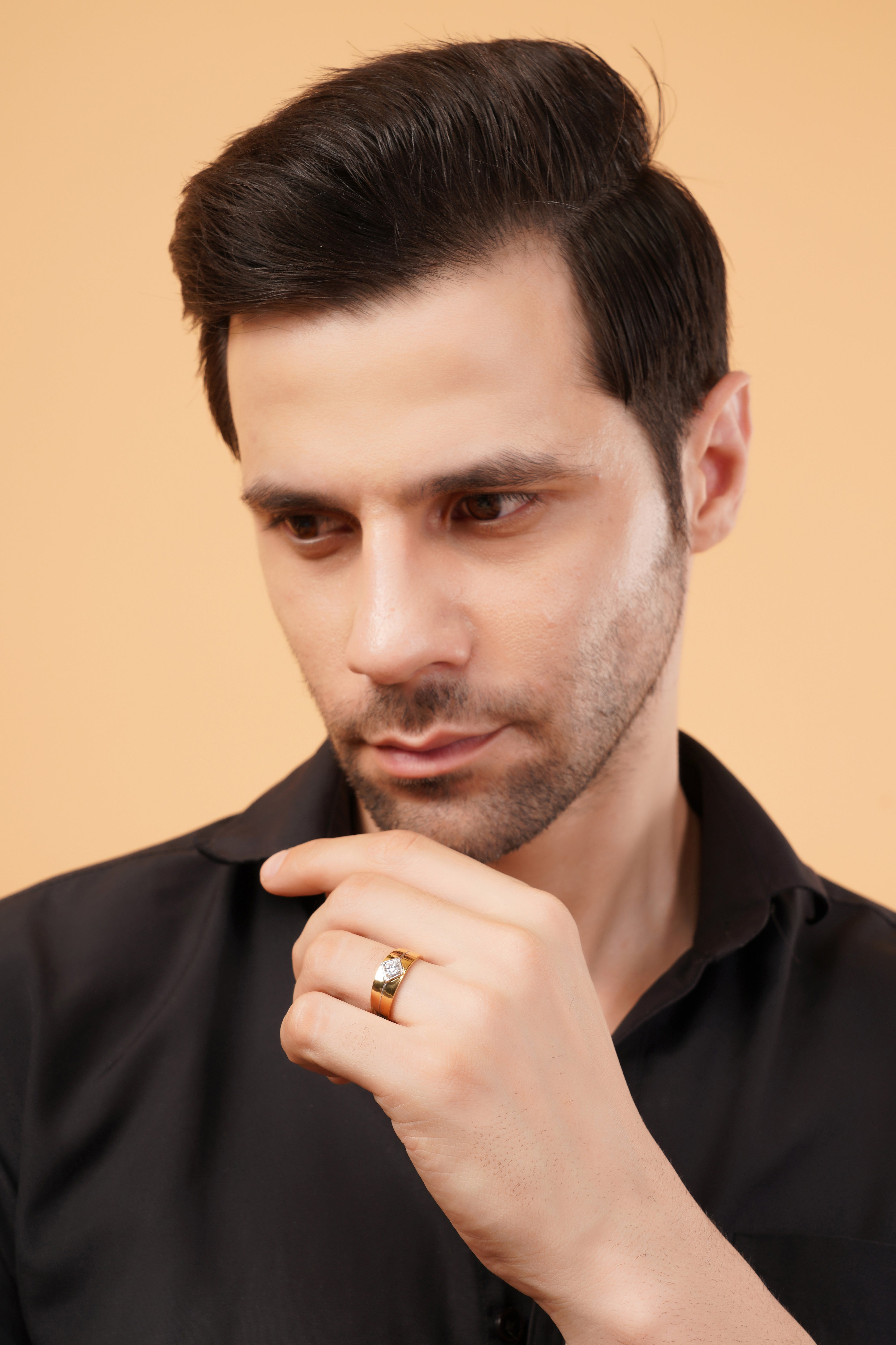 Icon Ring with a Round Brilliant Solitaire