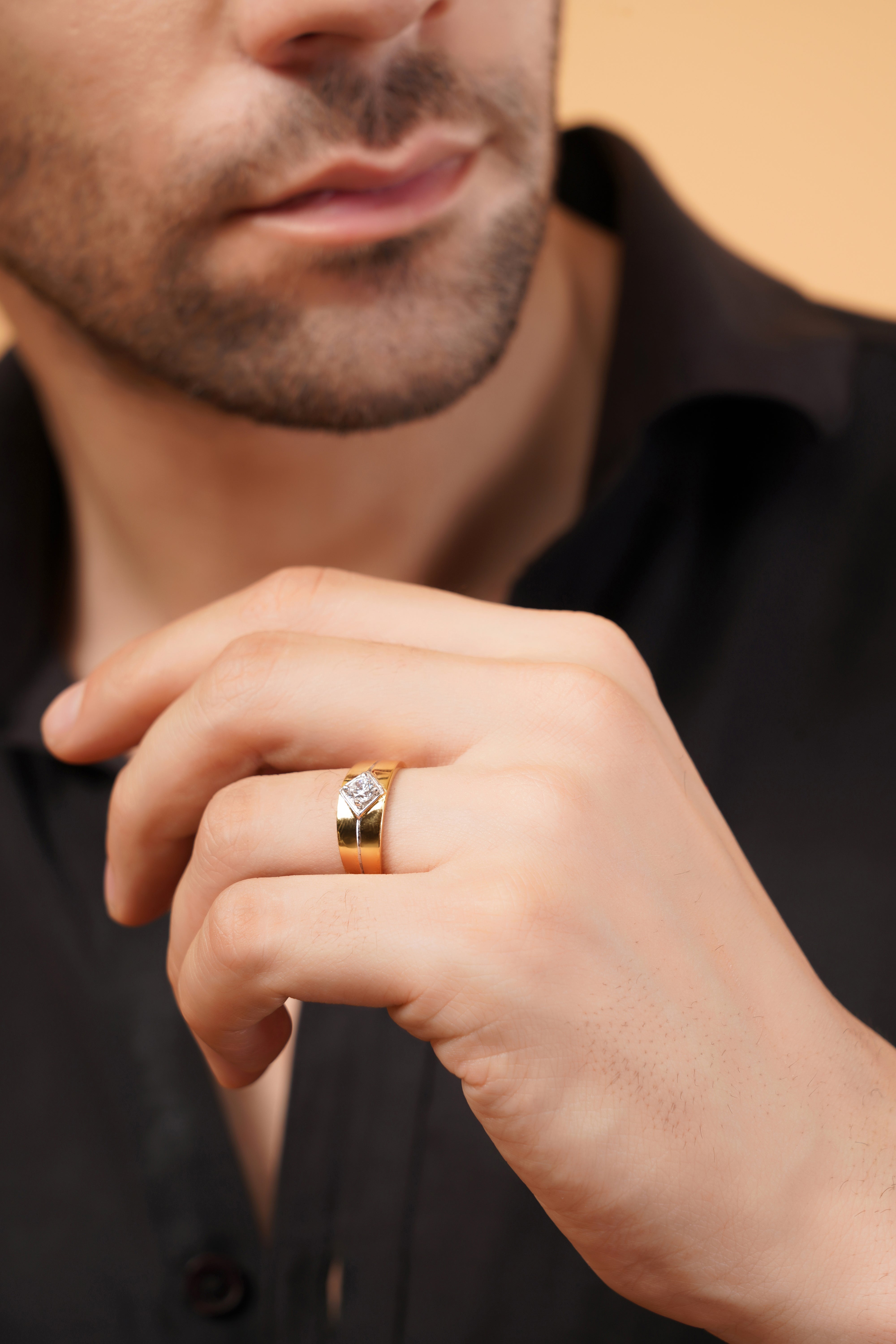 Icon Ring with a Round Brilliant Solitaire