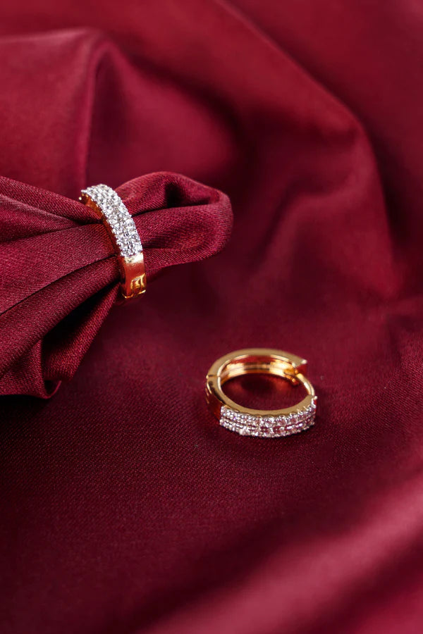 0.24Ct Double Row Diamond Huggie Hoops