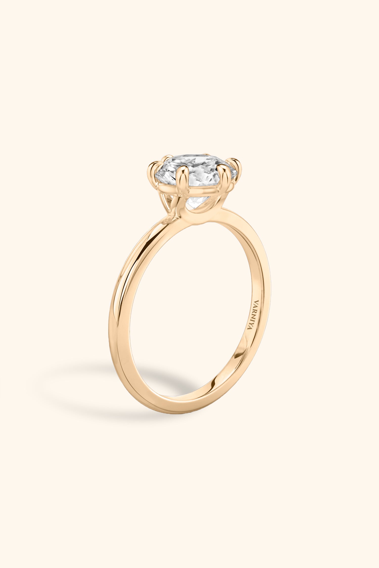 6 Prong Classic Grace Ring Set with a Round Diamond