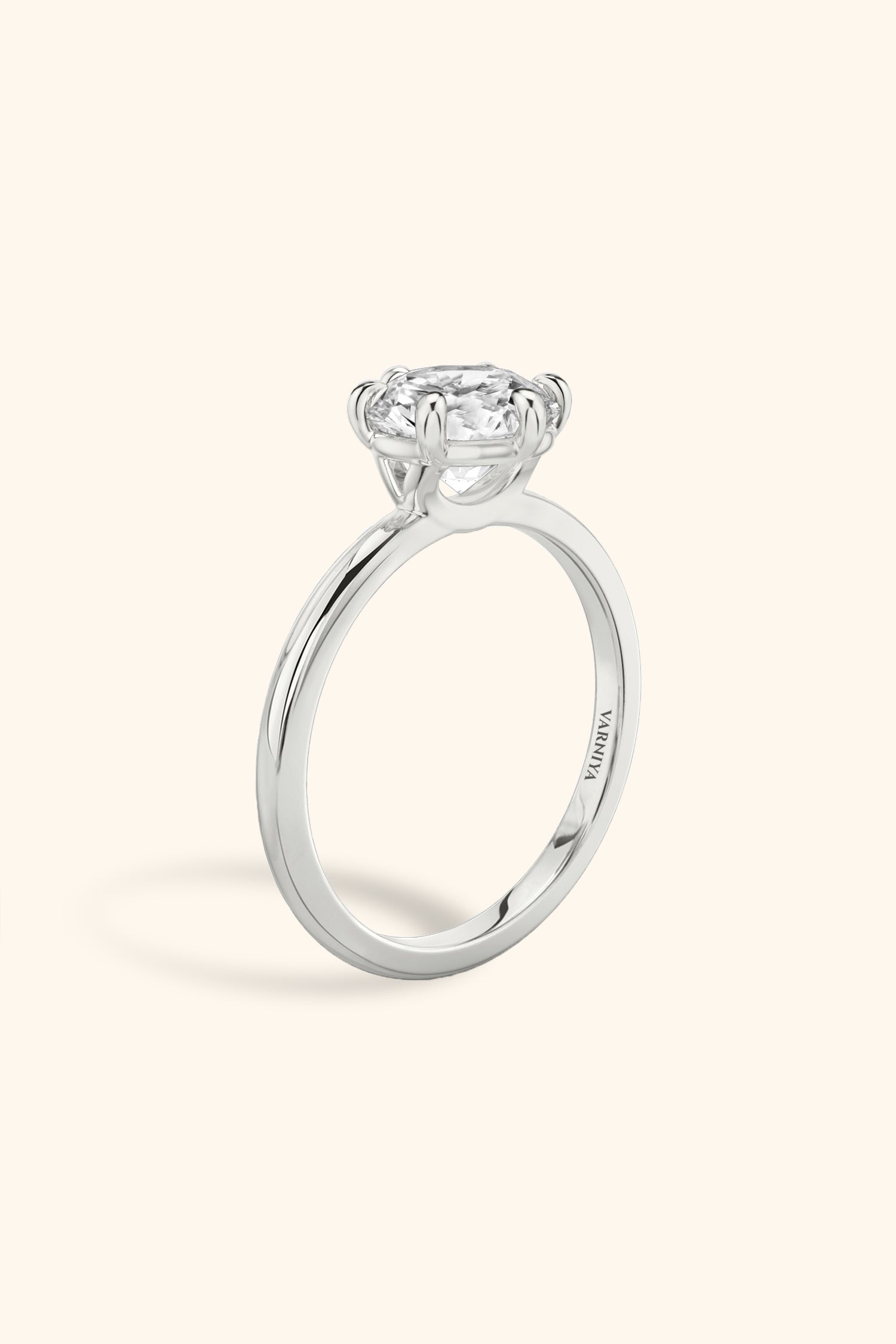 6 Prong Classic Grace Ring Set with a Round Diamond
