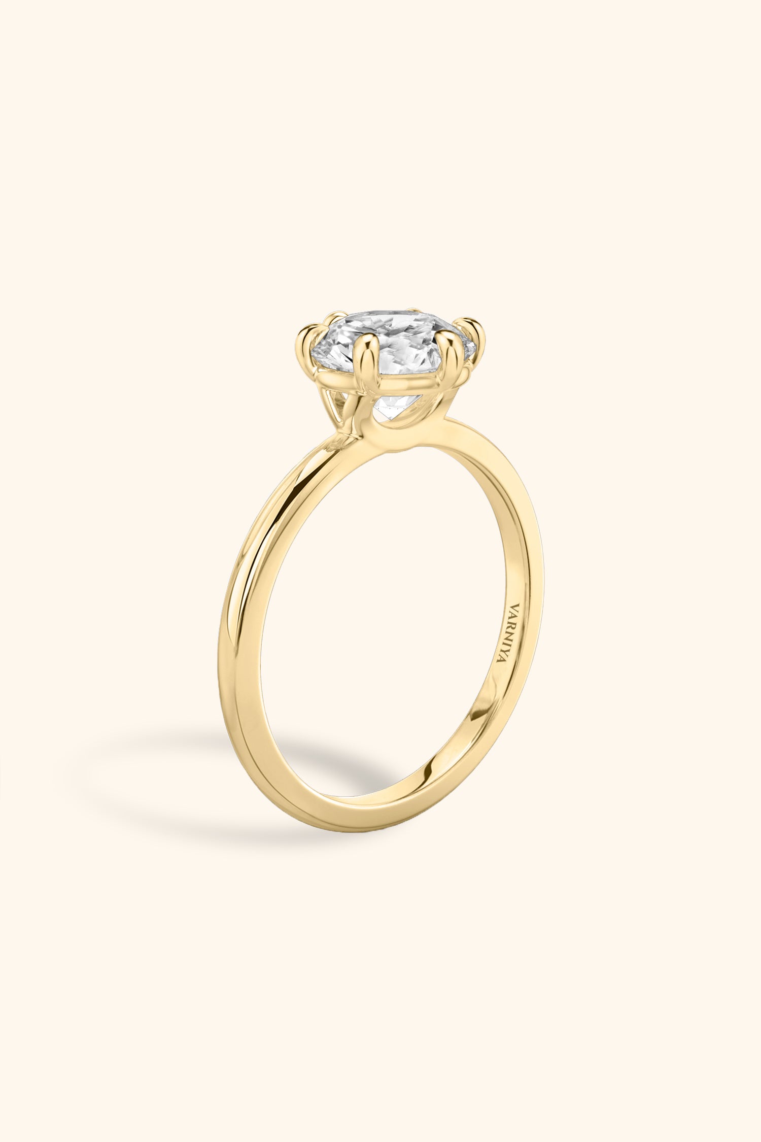 6 Prong Classic Grace Ring Set with a Round Diamond