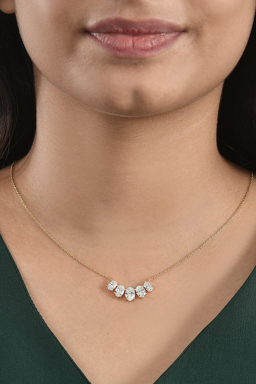 Stella Arc Pendant with Oval Diamonds