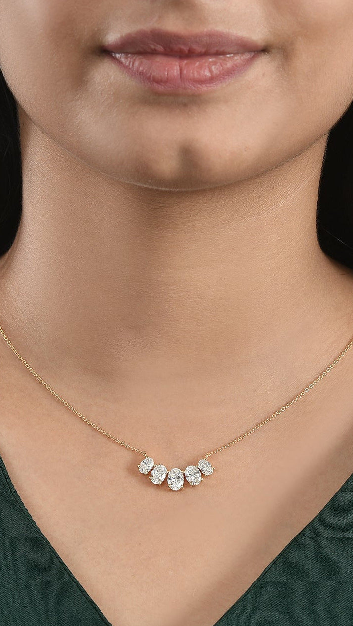 Stella Arc Pendant with Oval Diamonds