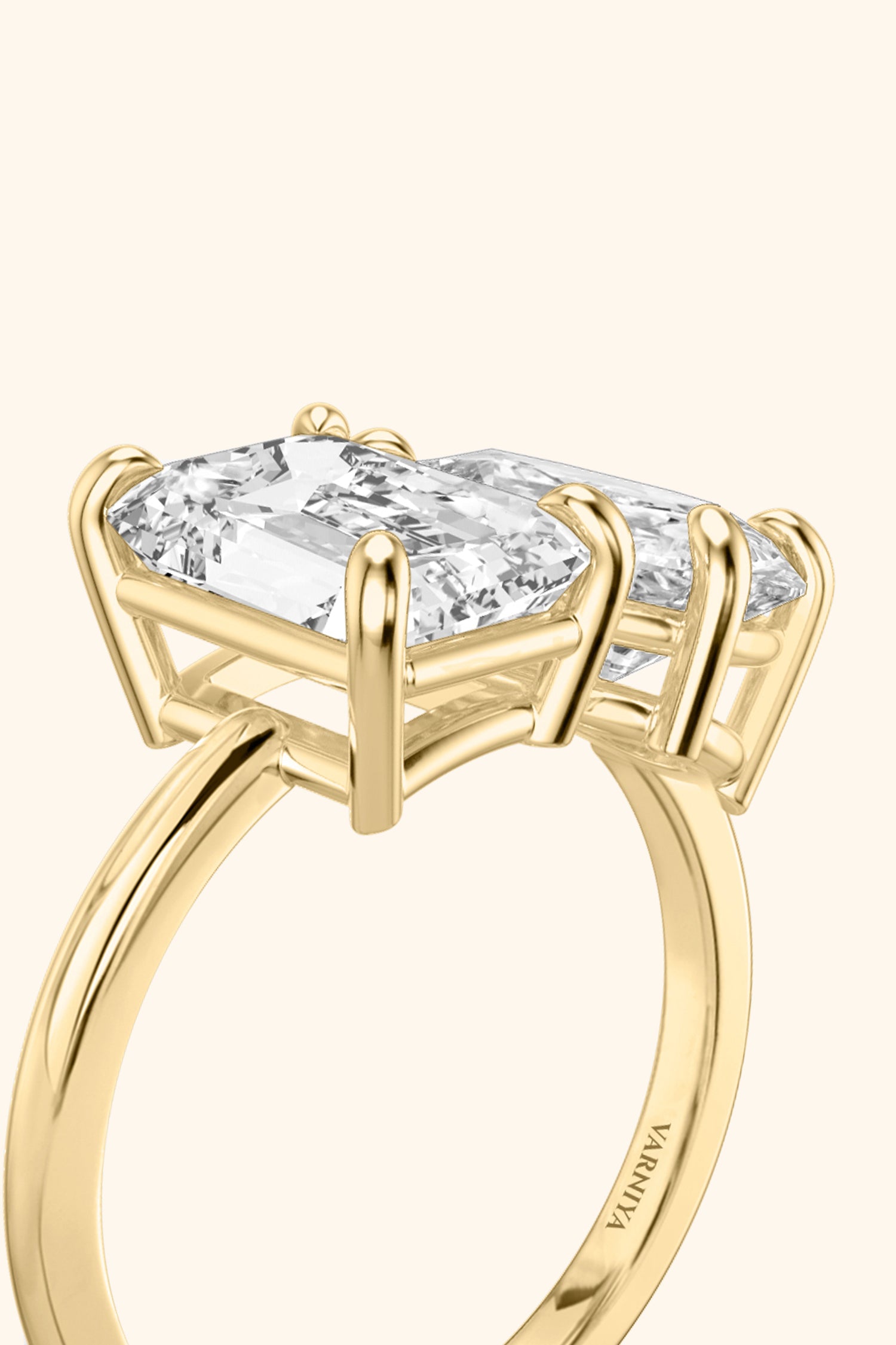 Luminosa Emerald and Pear Solitaire Ring