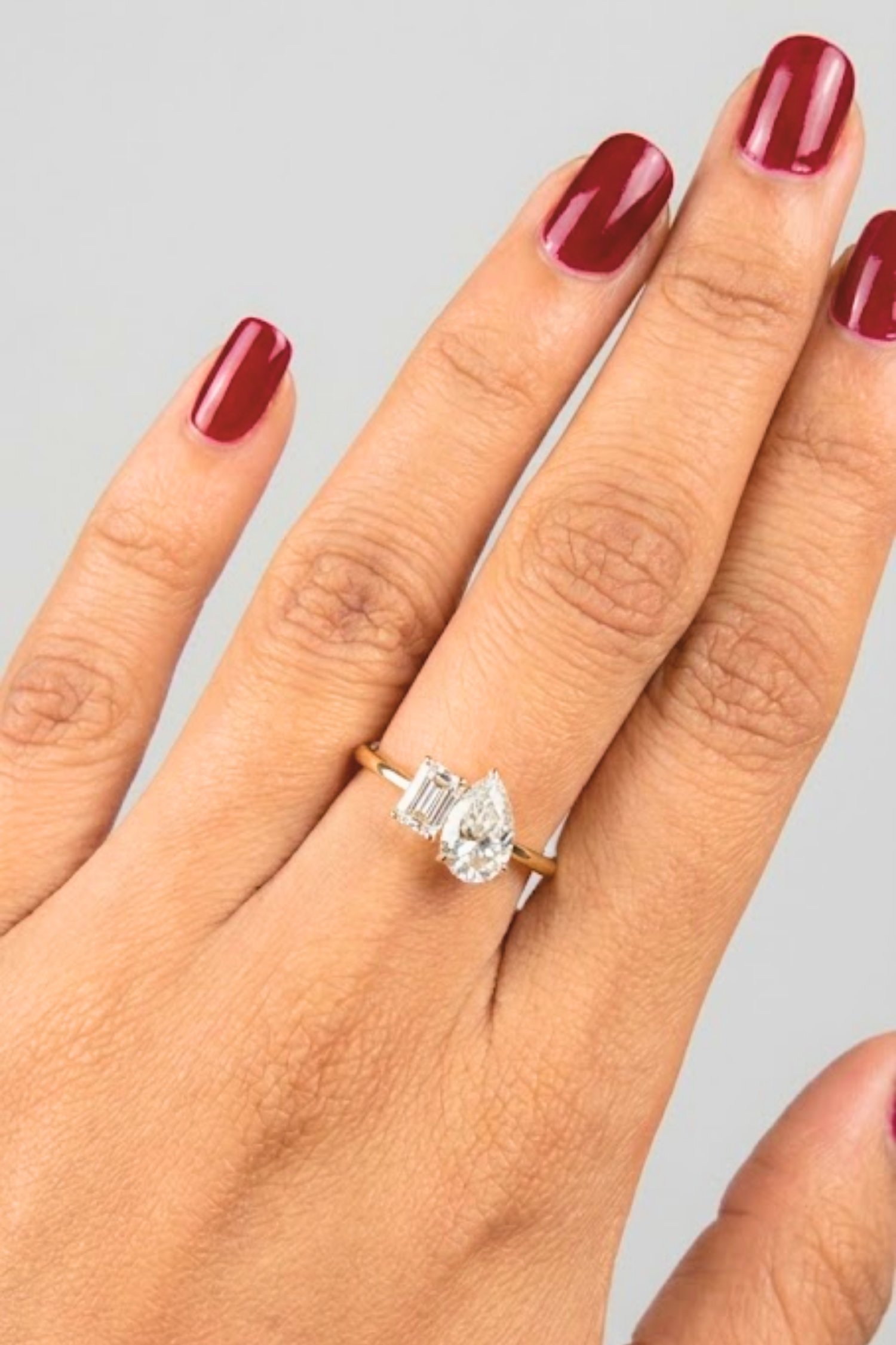 Luminosa Emerald and Pear Solitaire Ring