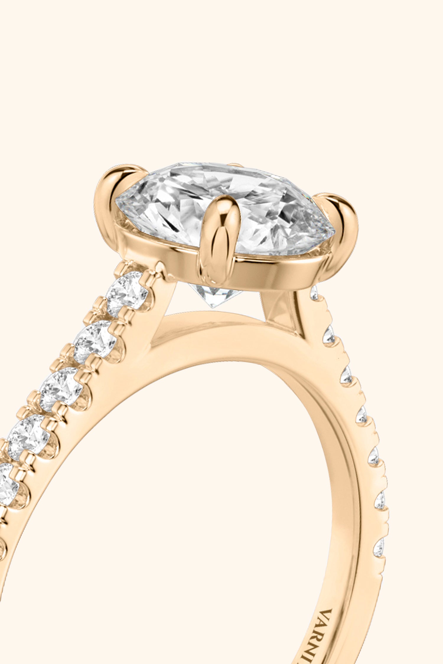 Gopuram Dome with a Round Solitaire Pavé Ring