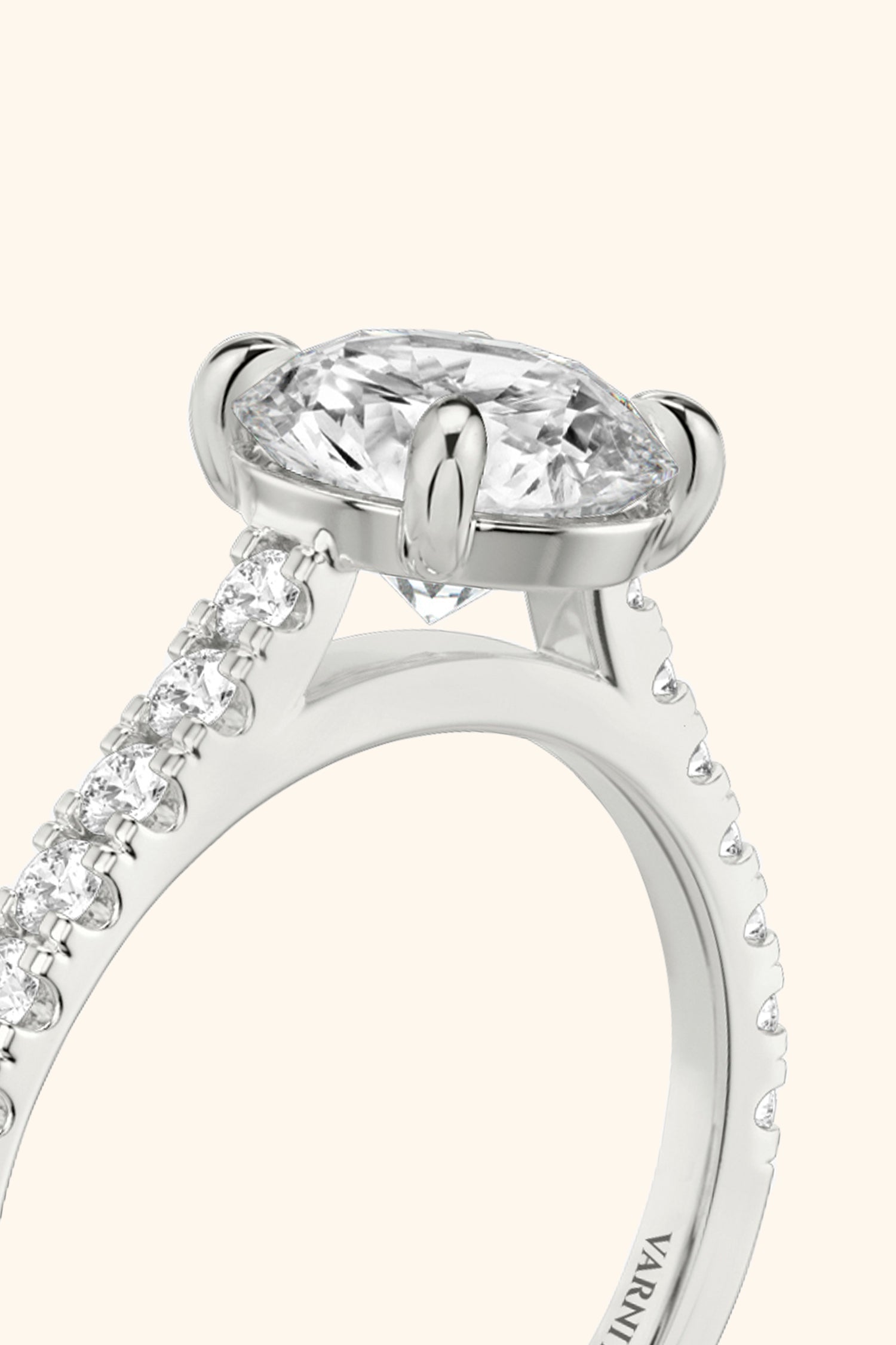 Gopuram Dome with a Round Solitaire Pavé Ring