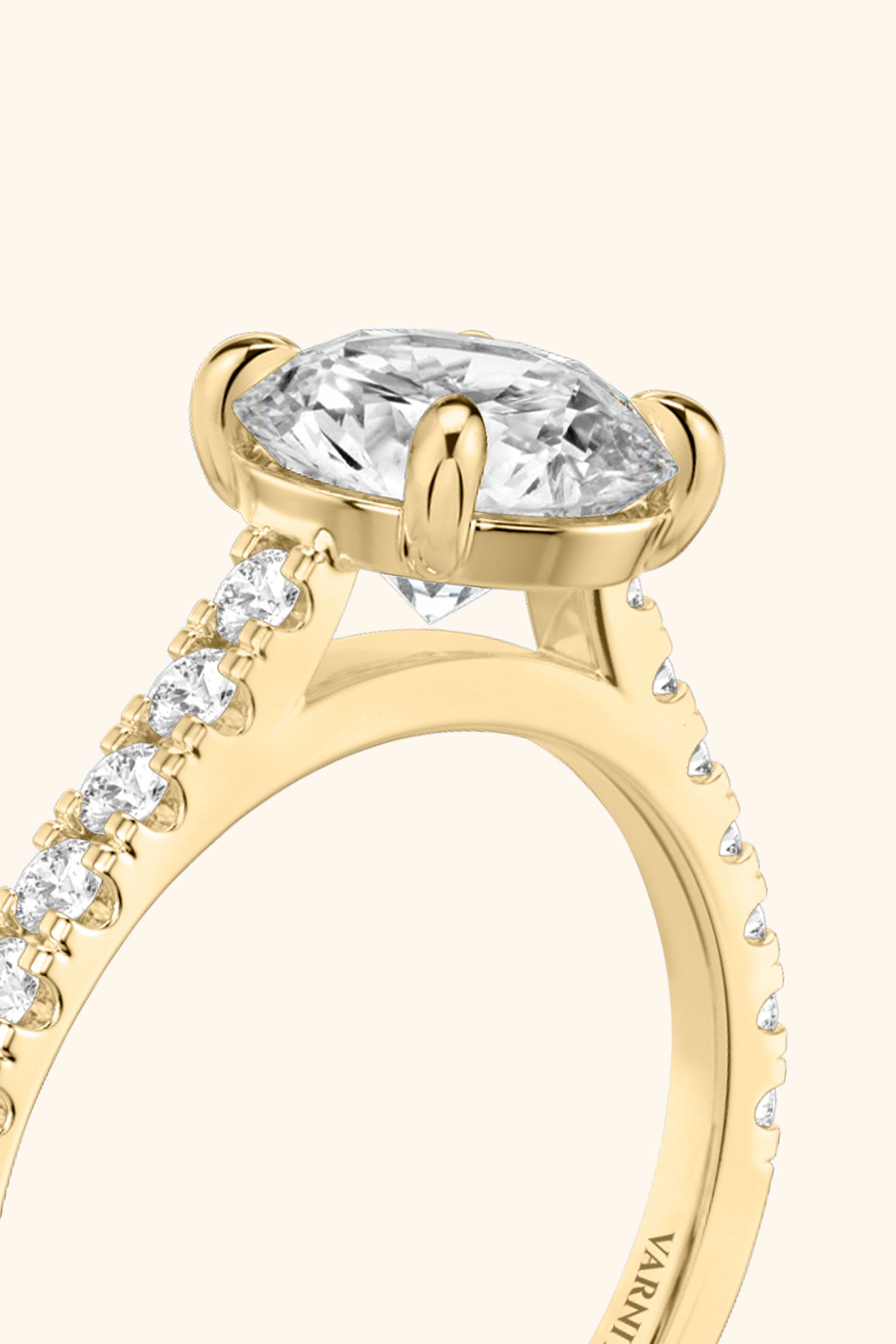 Gopuram Dome with a Round Solitaire Pavé Ring