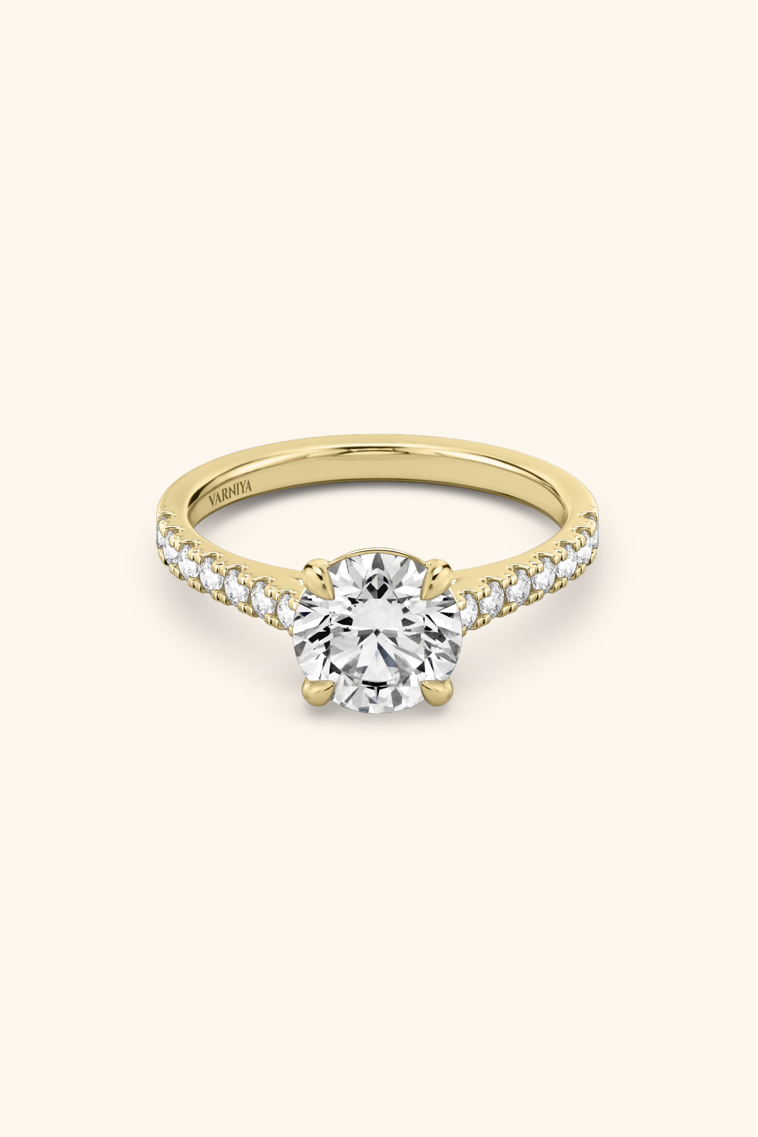 Gopuram Dome with a Round Solitaire Pavé Ring