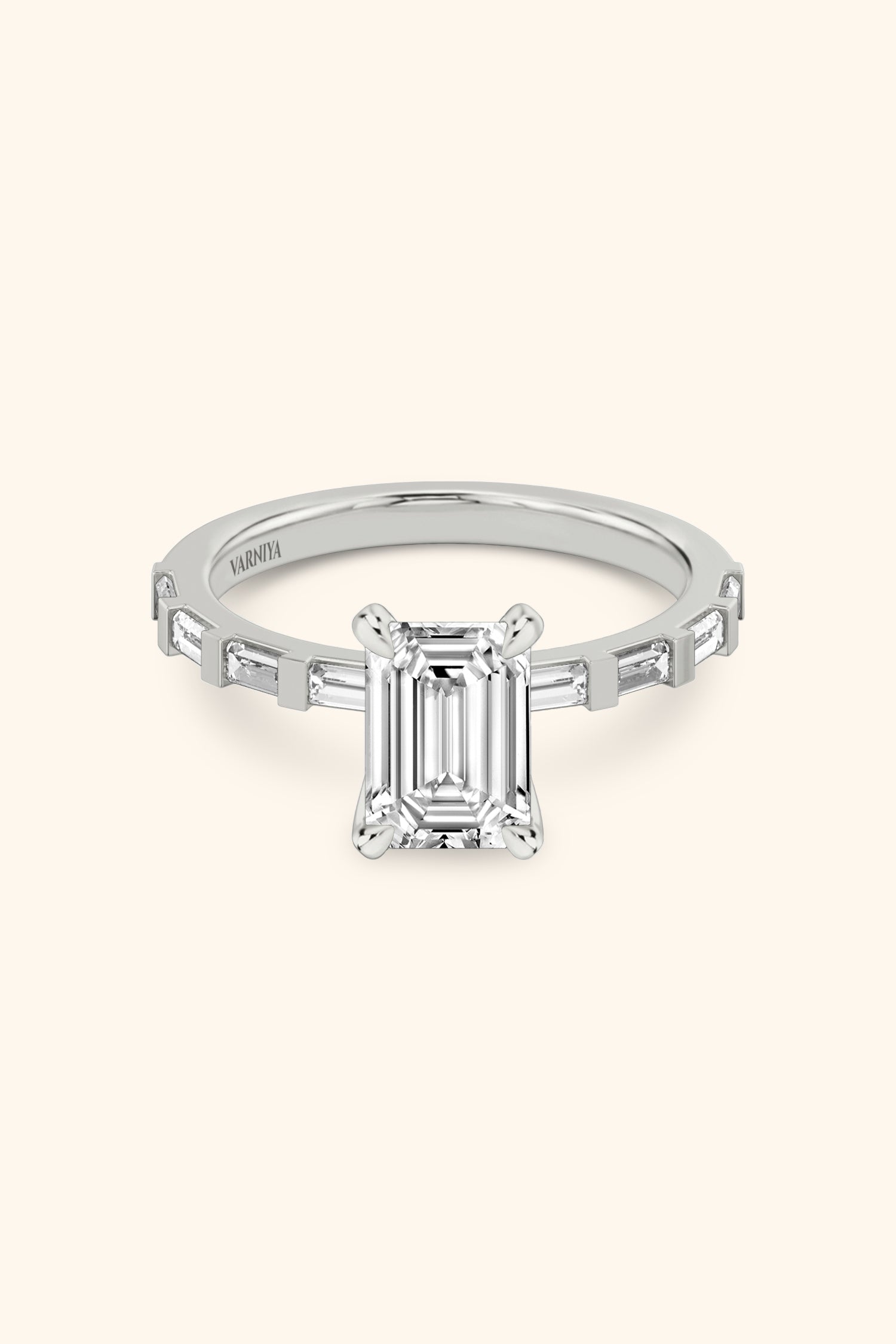 French Bar Embellished with an Emerald Solitaire