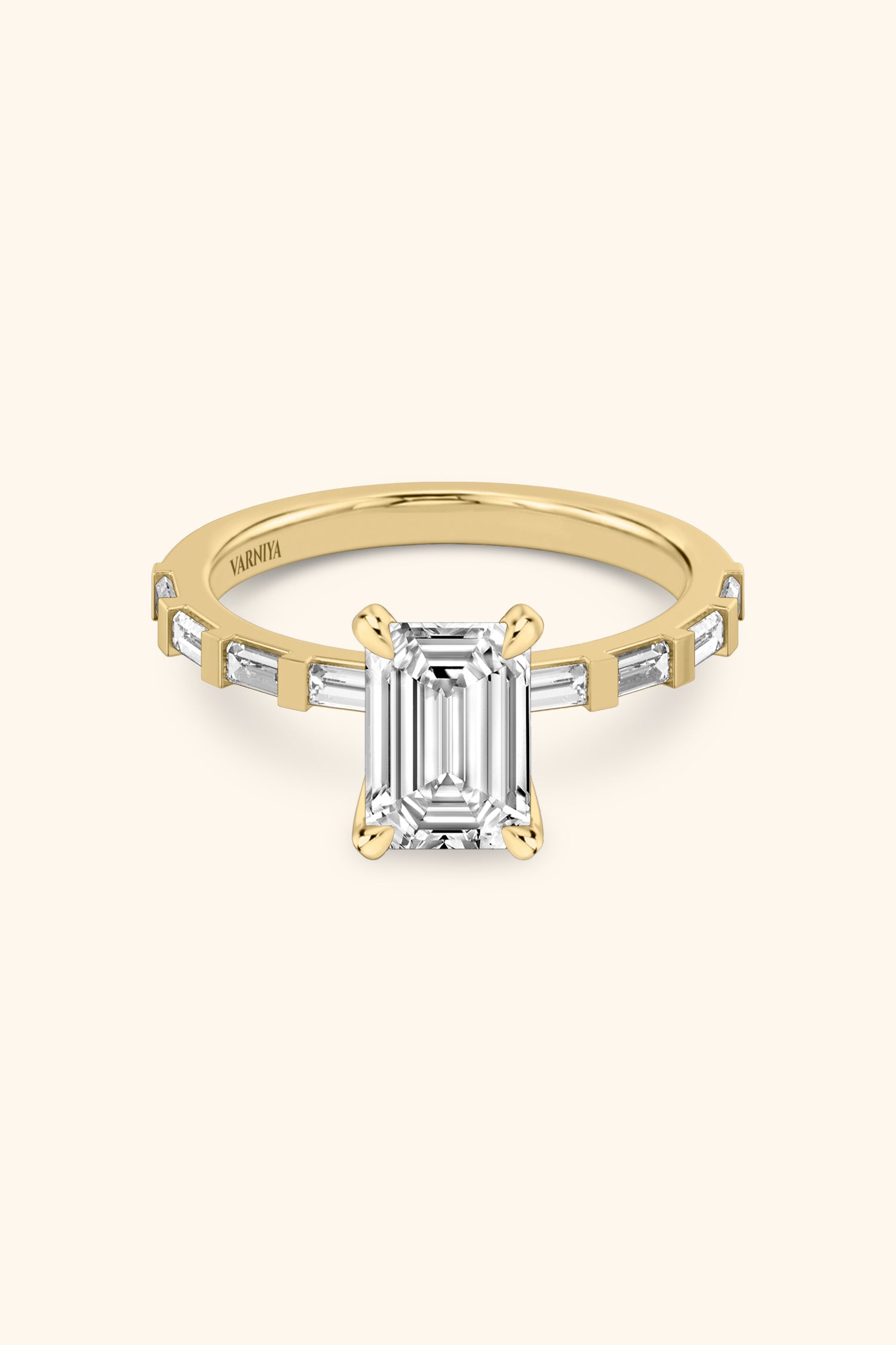 French Bar Embellished with an Emerald Solitaire