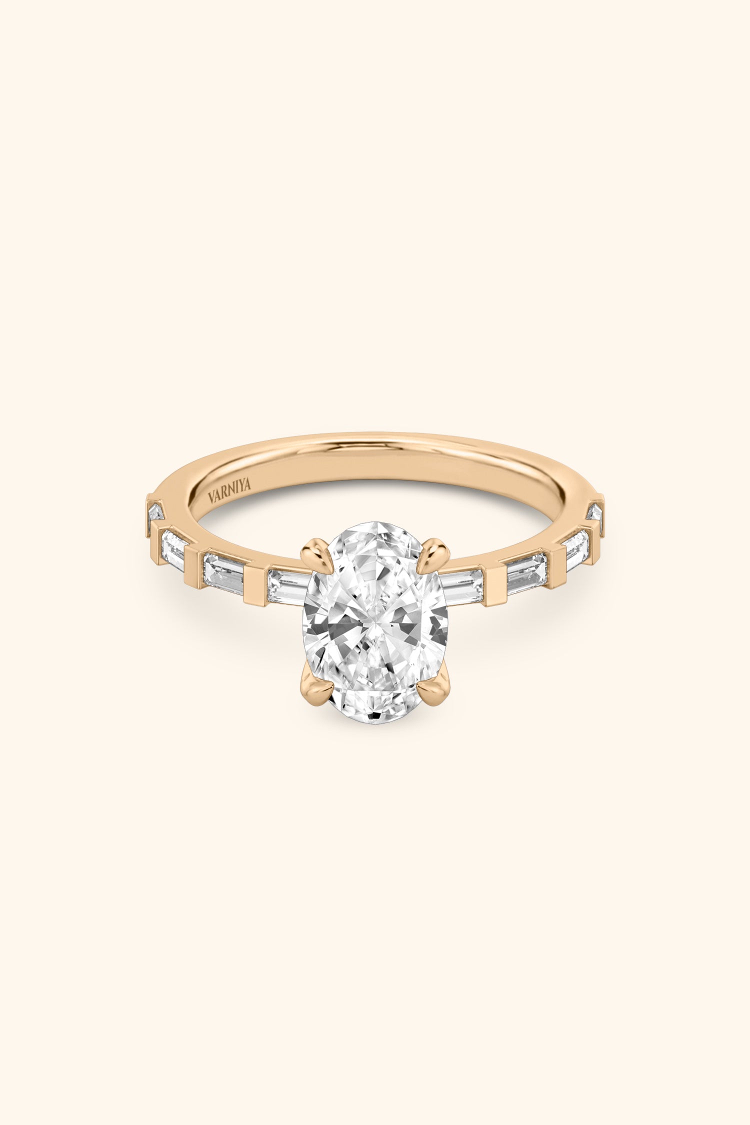 French Bar with Oval Solitaire Ring
