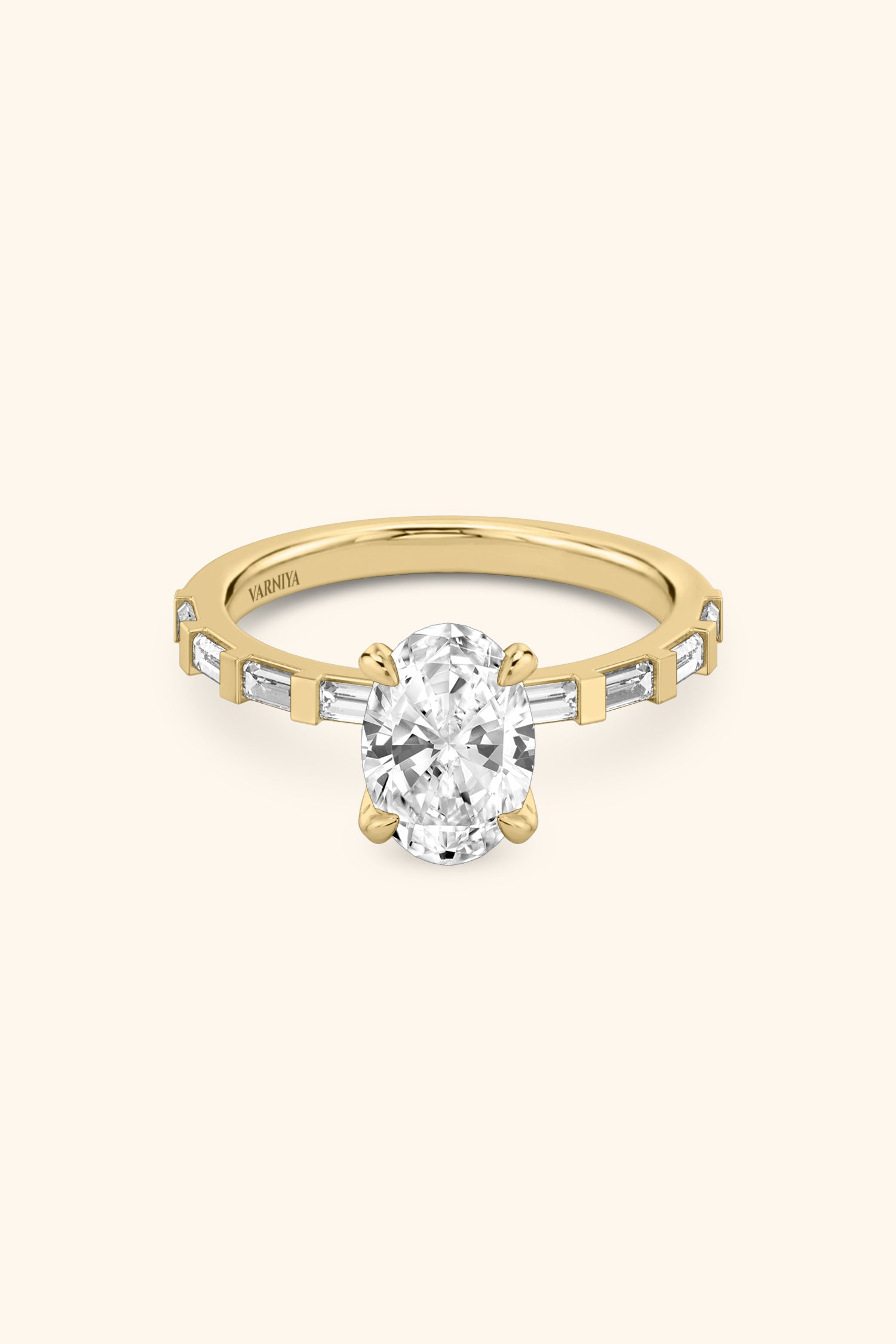 French Bar with Oval Solitaire Ring