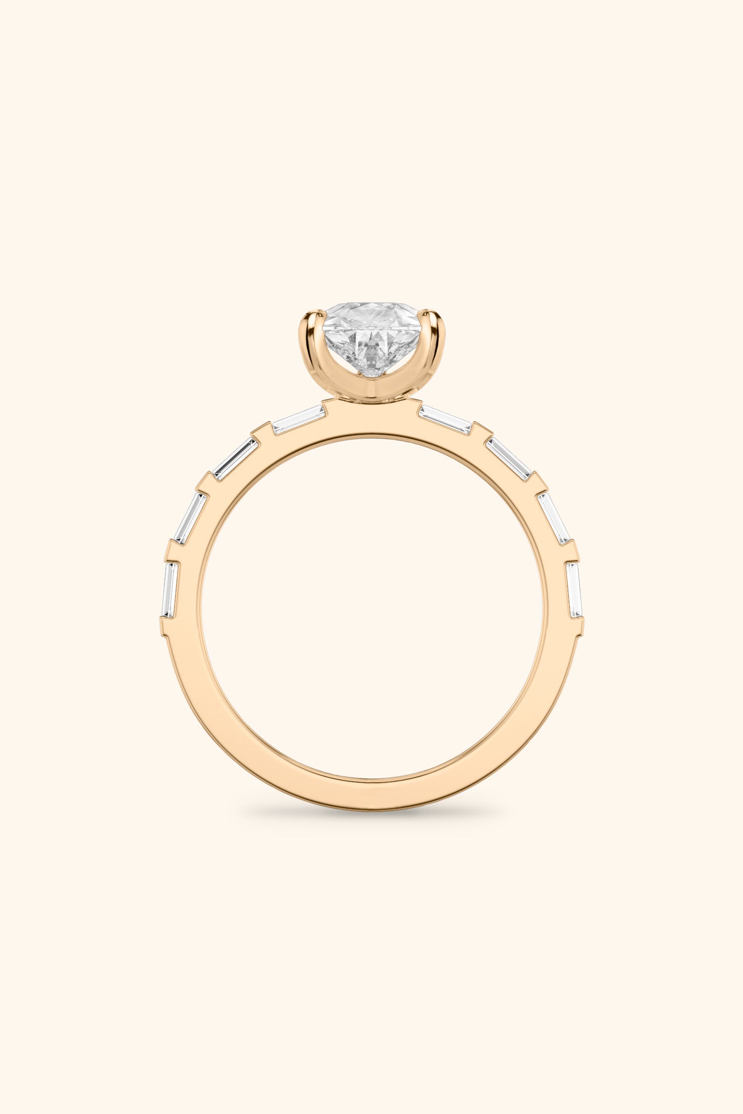 French Bar with Pear Solitaire Ring