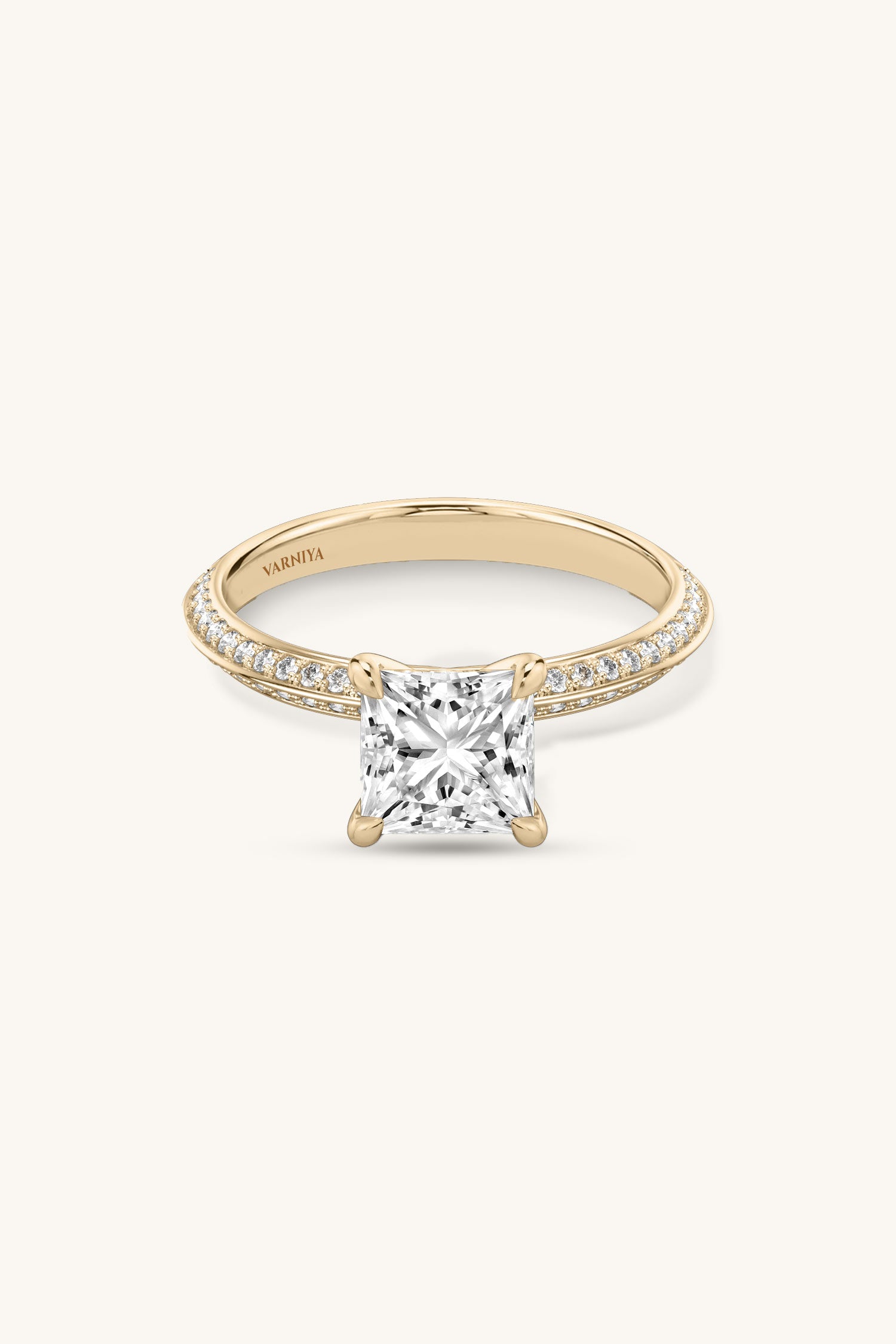 Amália Princess Solitaire Pavé Ring