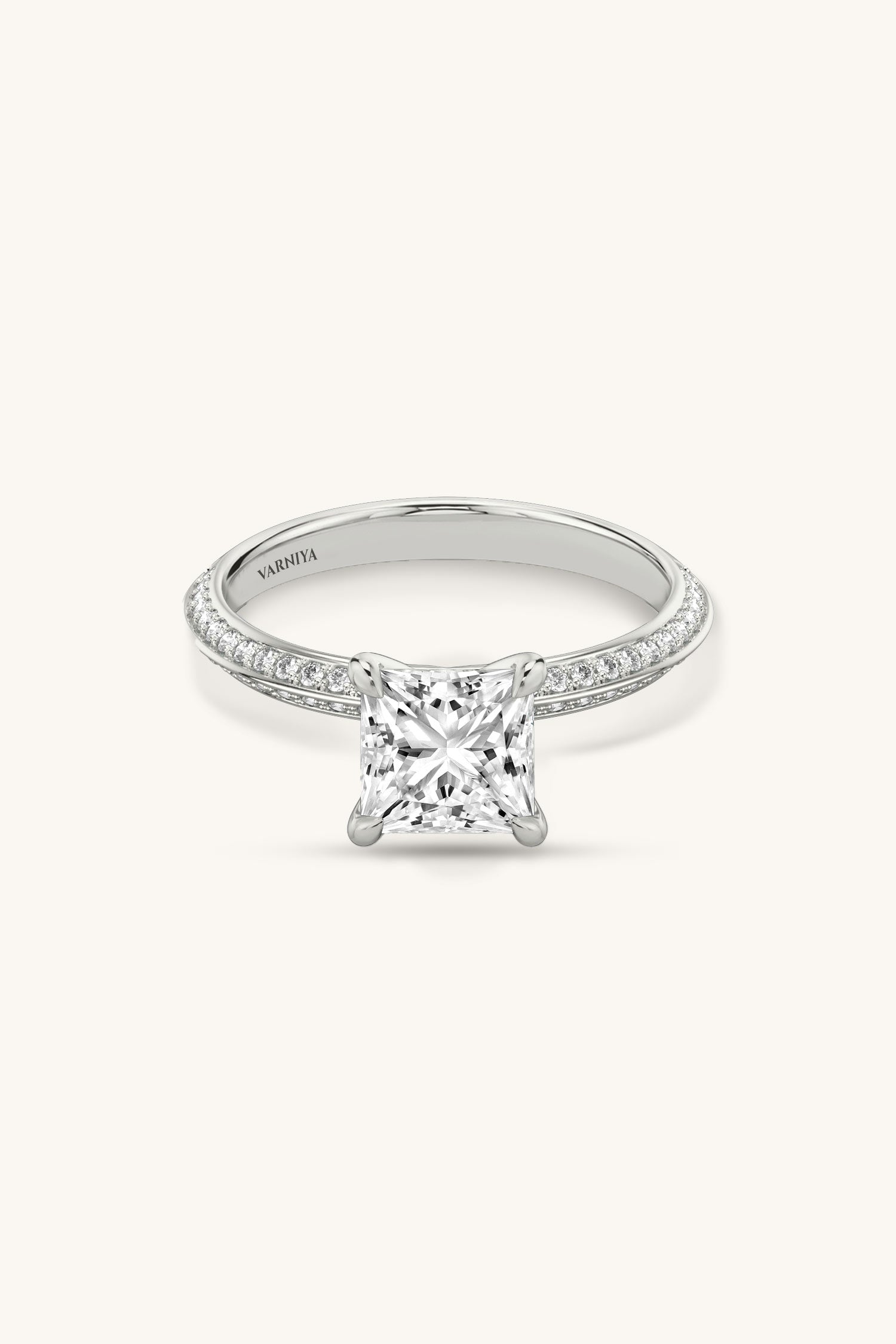 Amália Princess Solitaire Pavé Ring