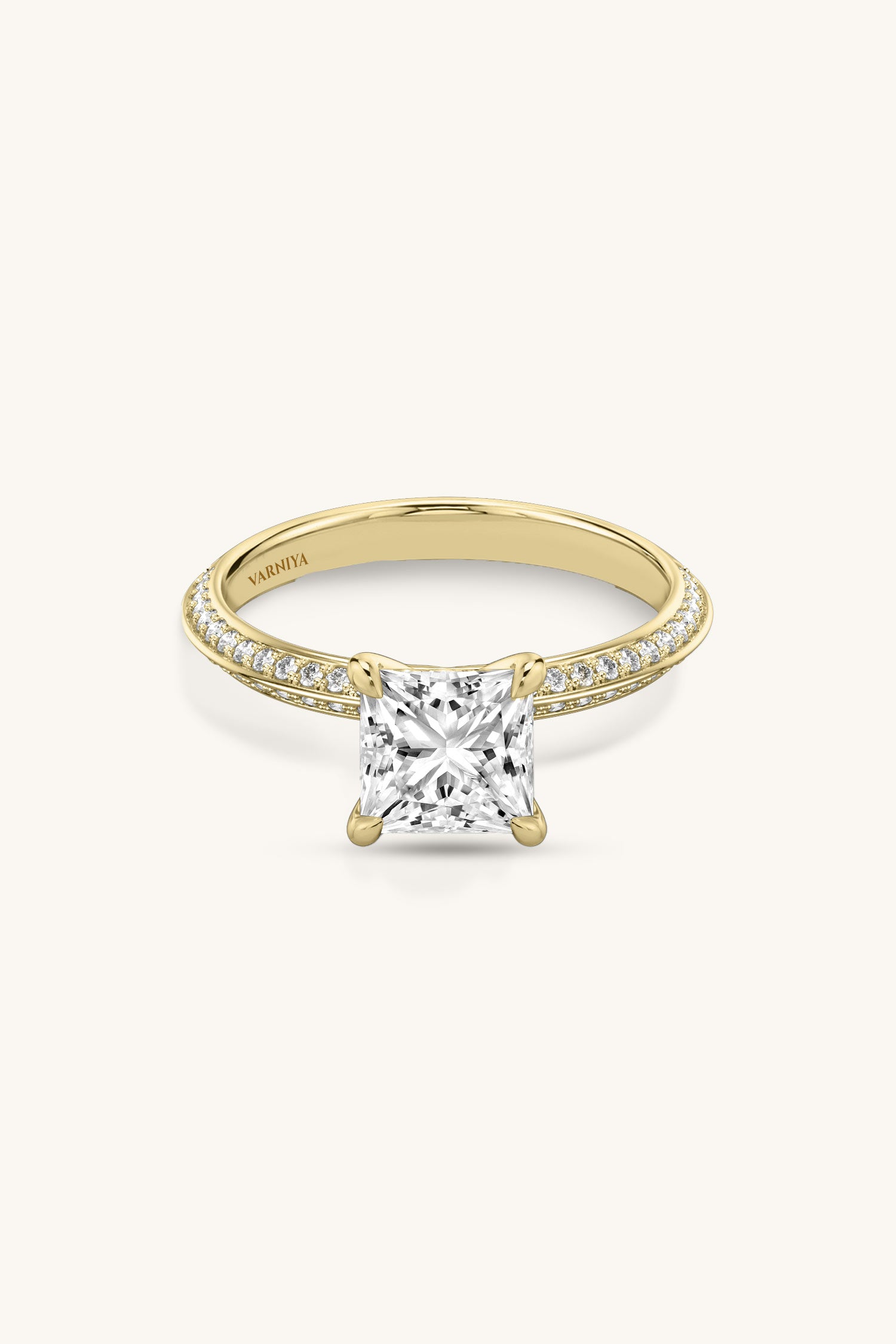 Amália Princess Solitaire Pavé Ring