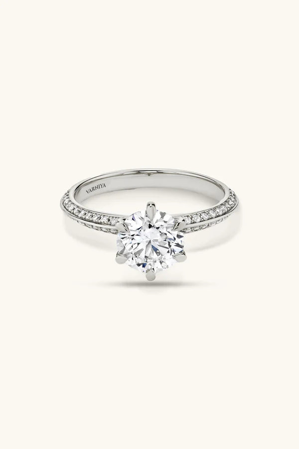 1.25Ct Amália Pavé Ring with Round Brilliant Solitaire in Ring Size 12
