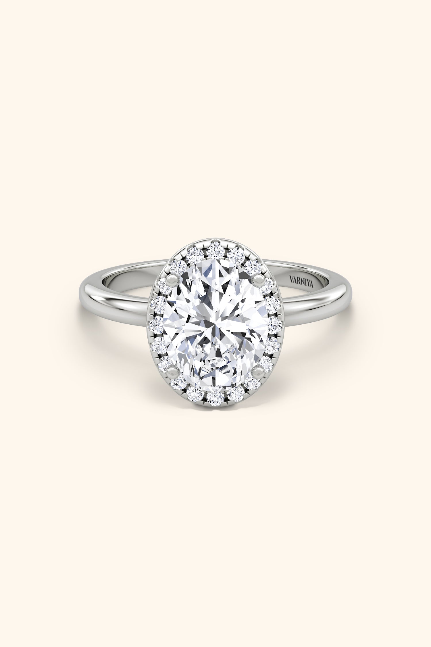 Angelica Classic Halo Oval Solitaire Ring
