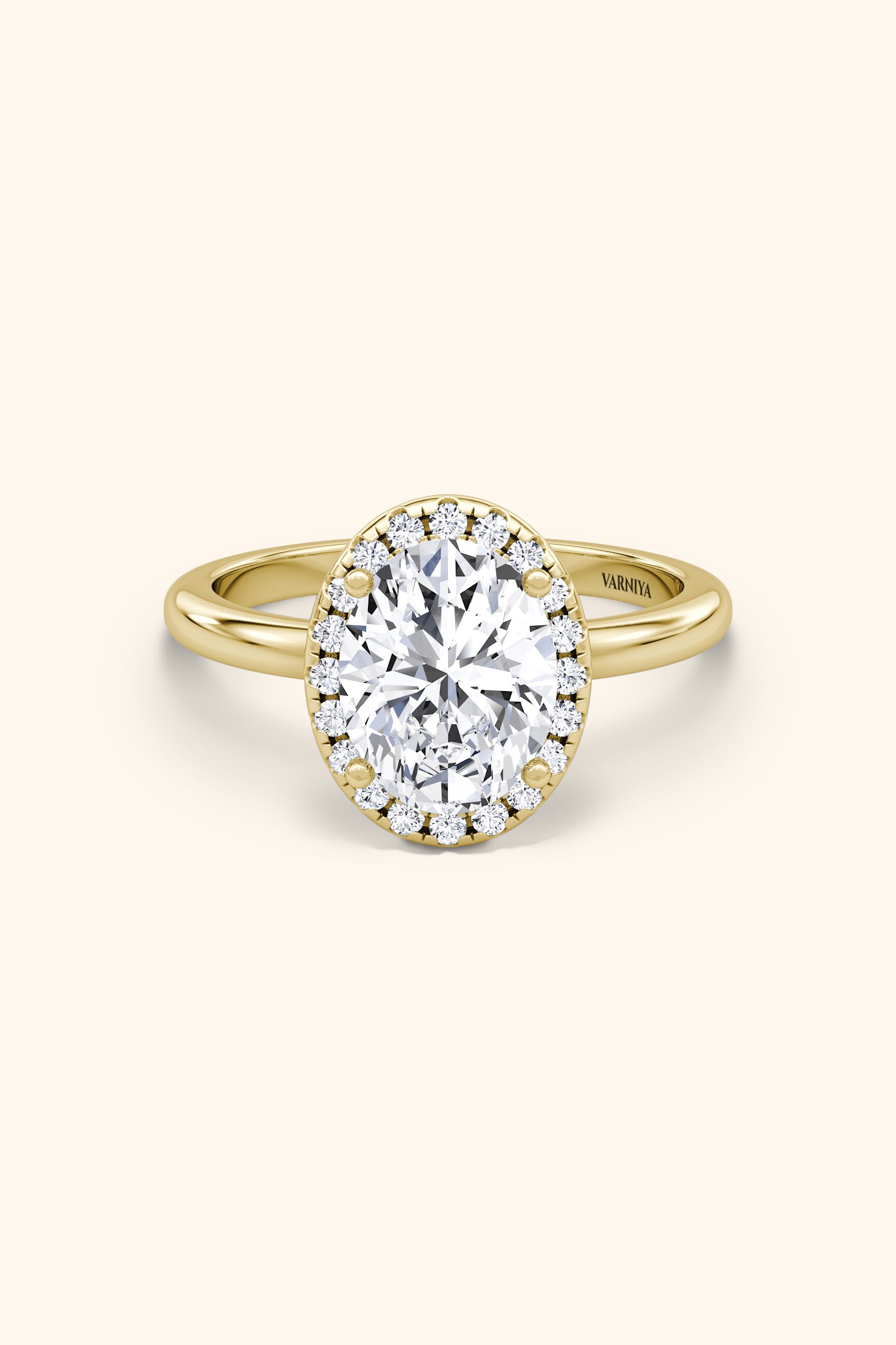 Angelica Classic Halo Oval Solitaire Ring