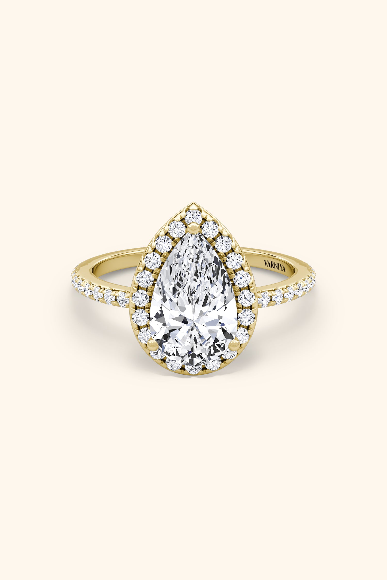 Angelica Pear Solitaire Pavé Ring