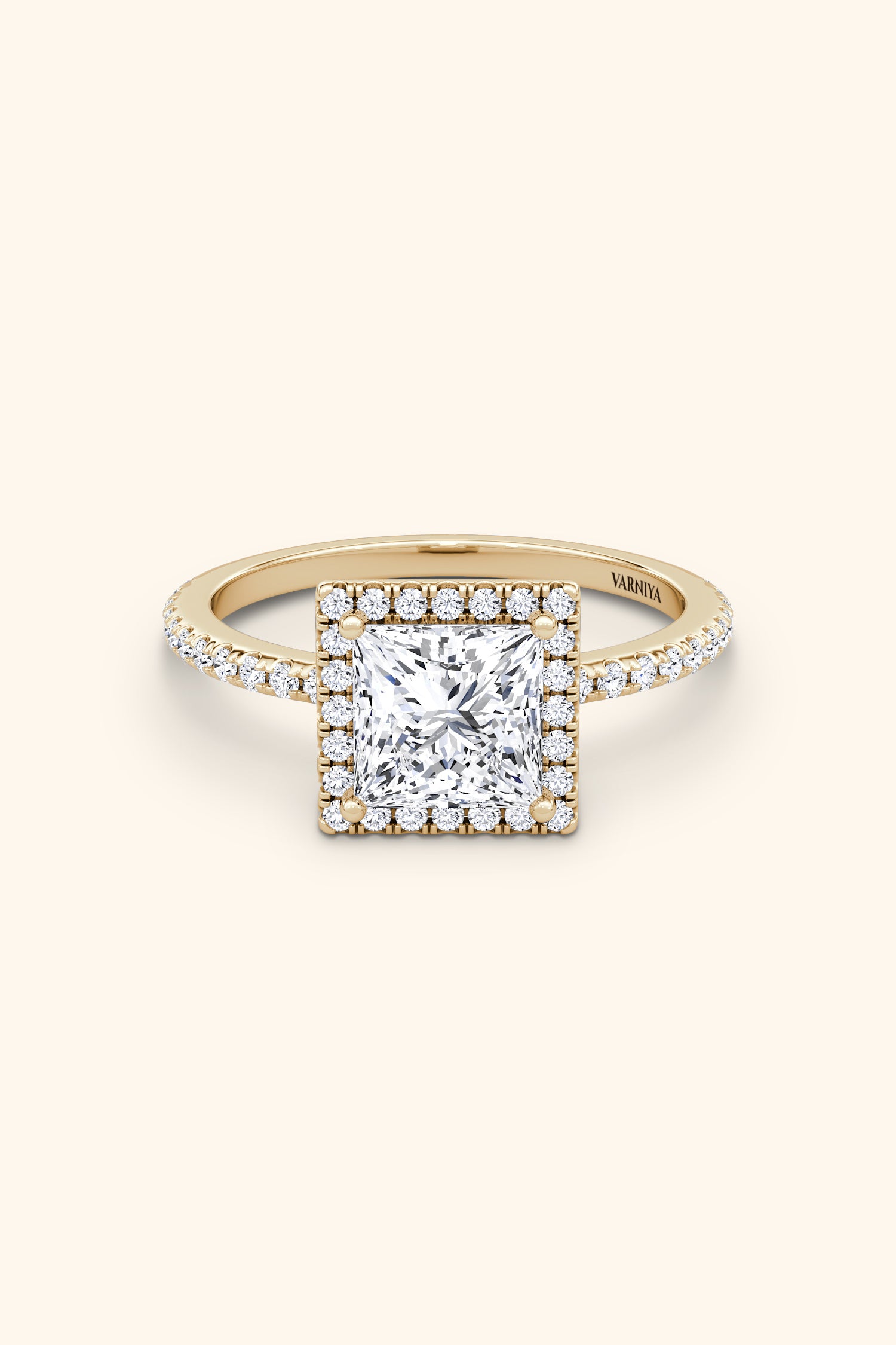 Angelica Classic Halo with a Princess Solitaire Pavé Ring Value