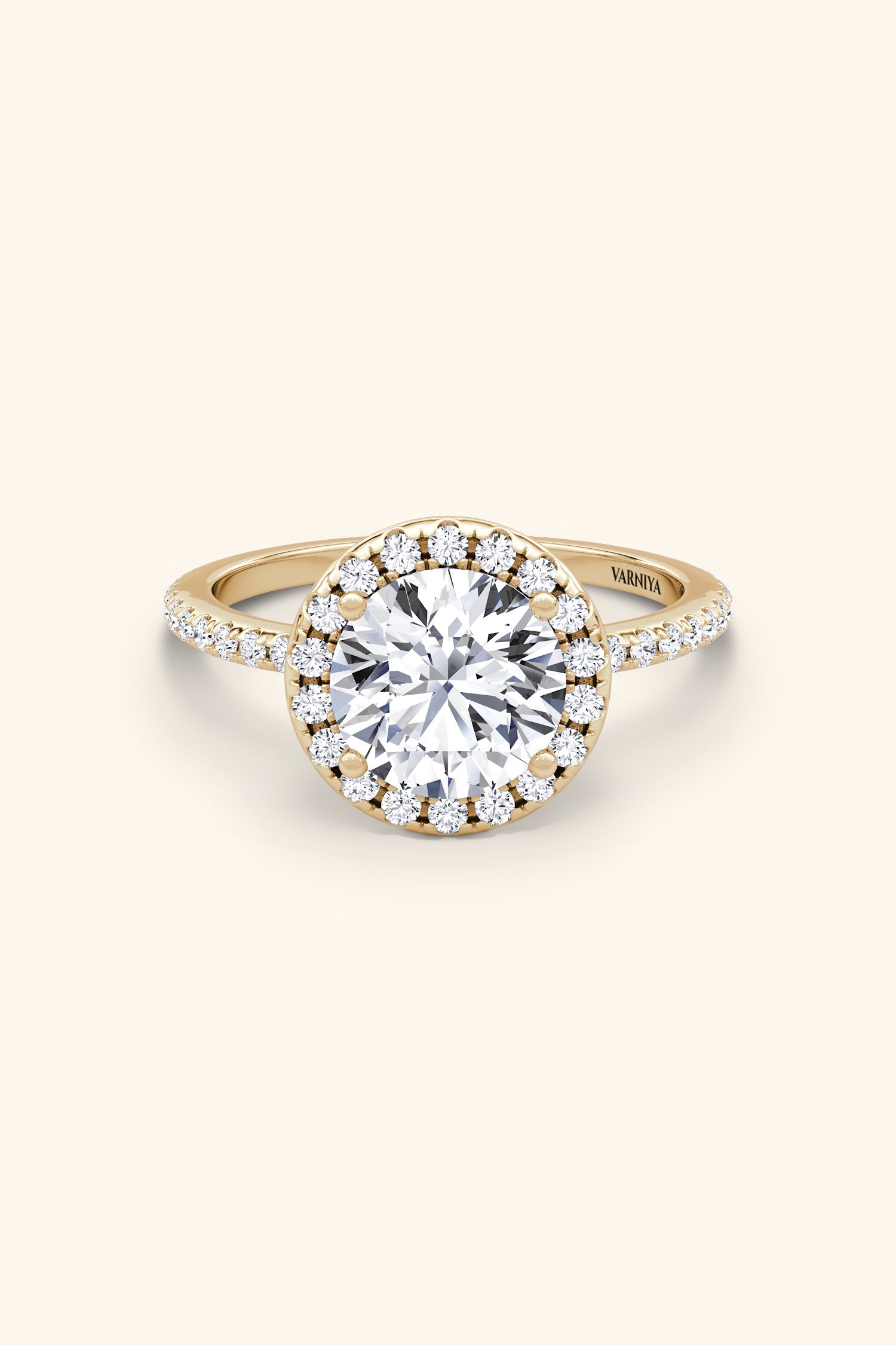 Round Solitaire Pavé Ring