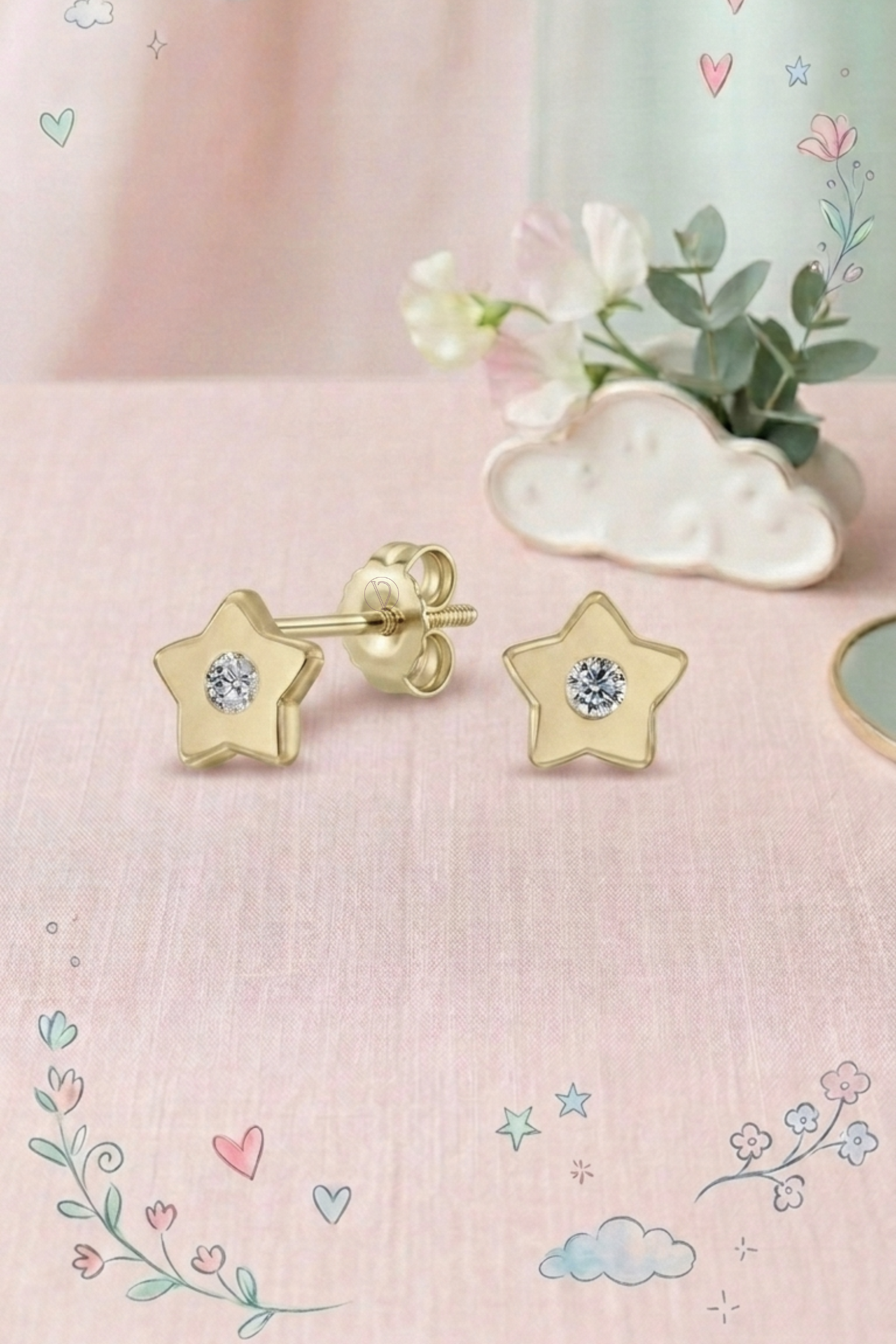 Kids Diamond Star Studs