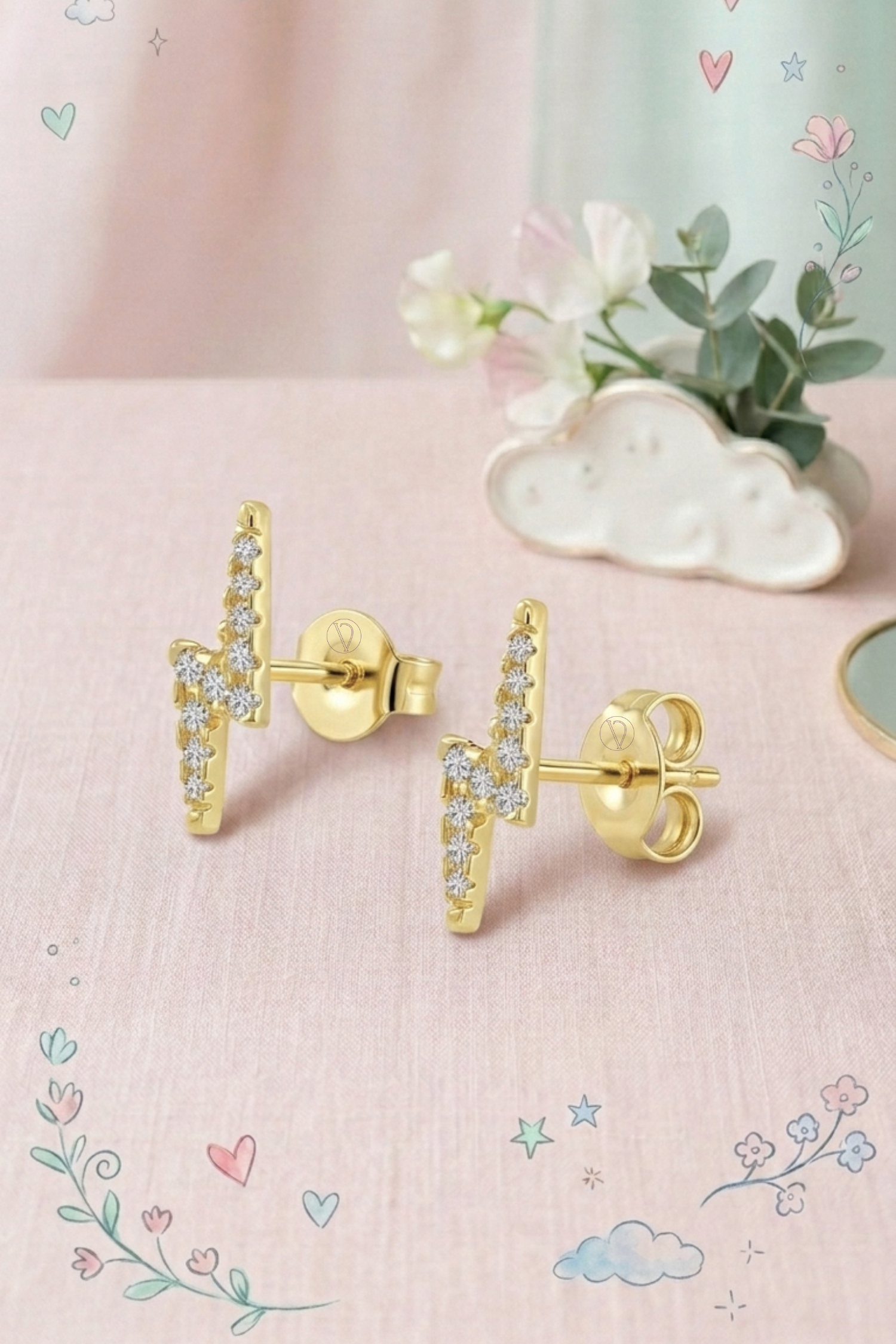 Kids Diamond Lightning Bolt Earrings