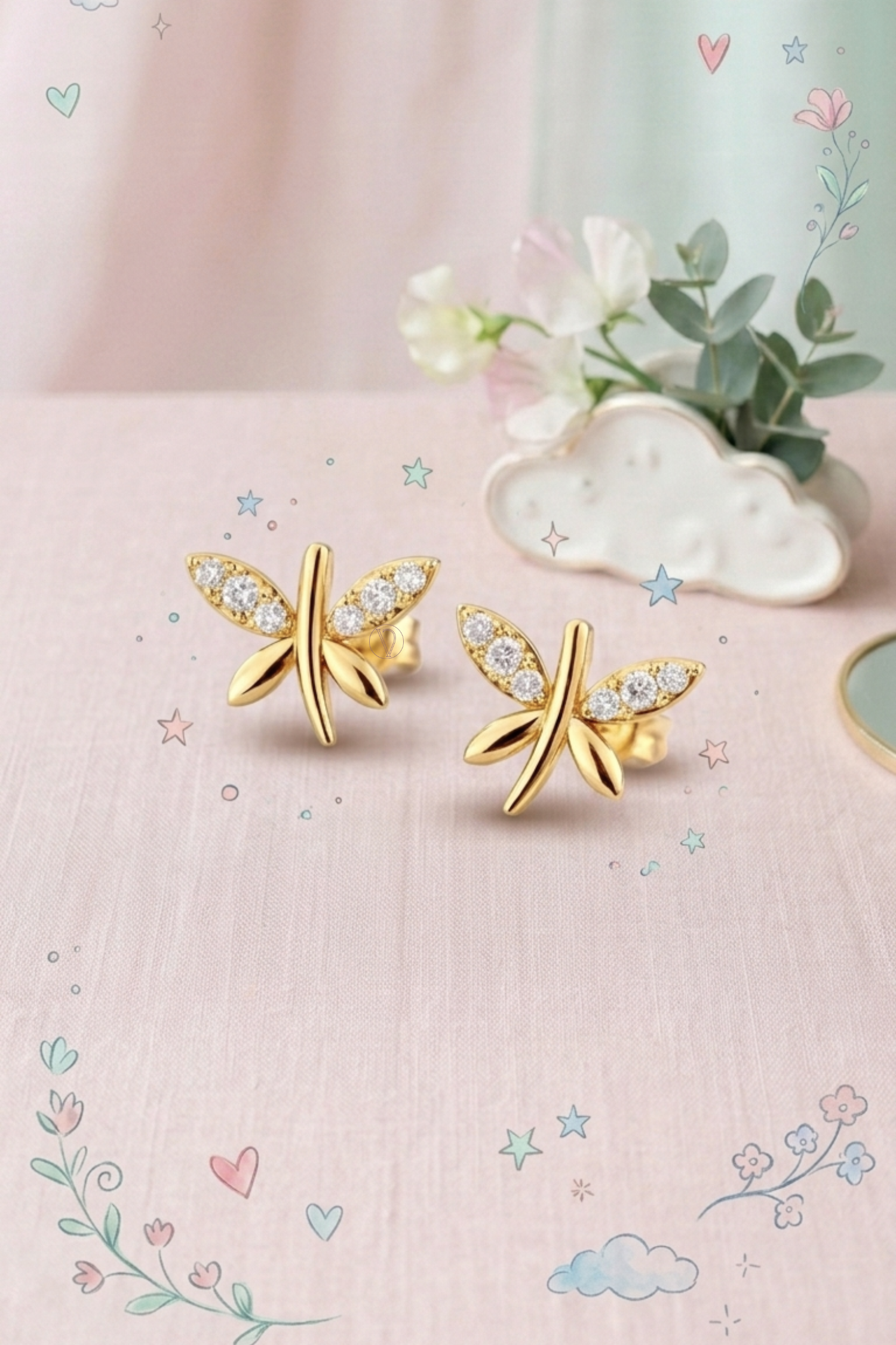 Kids Diamond Dragonfly Earrings